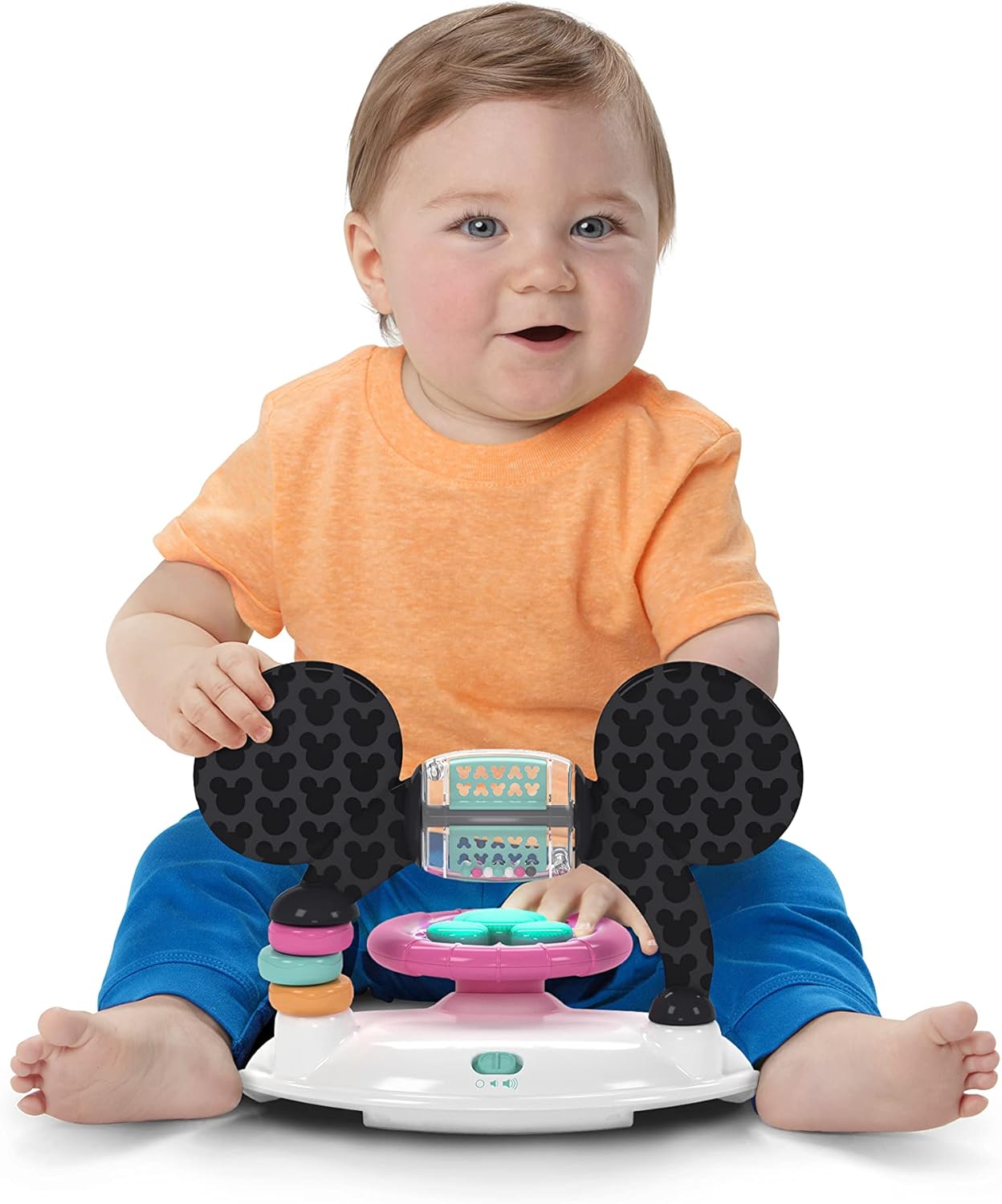 Bright Starts, Disney Baby Minnie Mouse, Tiny Trek, Forever Besties 2 em 1 andarilho com estação de jogos removível, luzes e músicas, altura ajustável, a partir dos 6 meses
