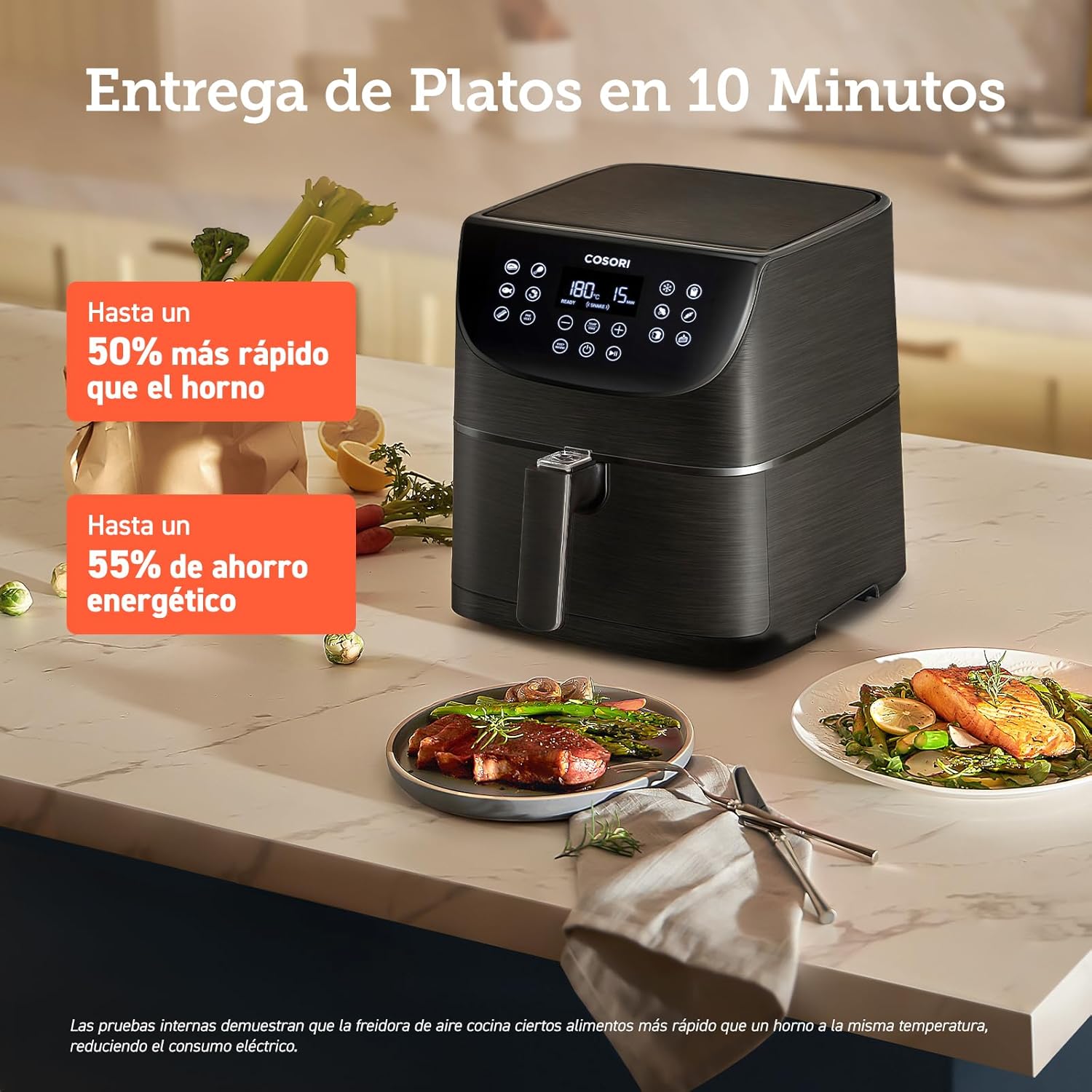 COSORI Fritadeira sem óleo 5,5 l, preto, branco e vermelho