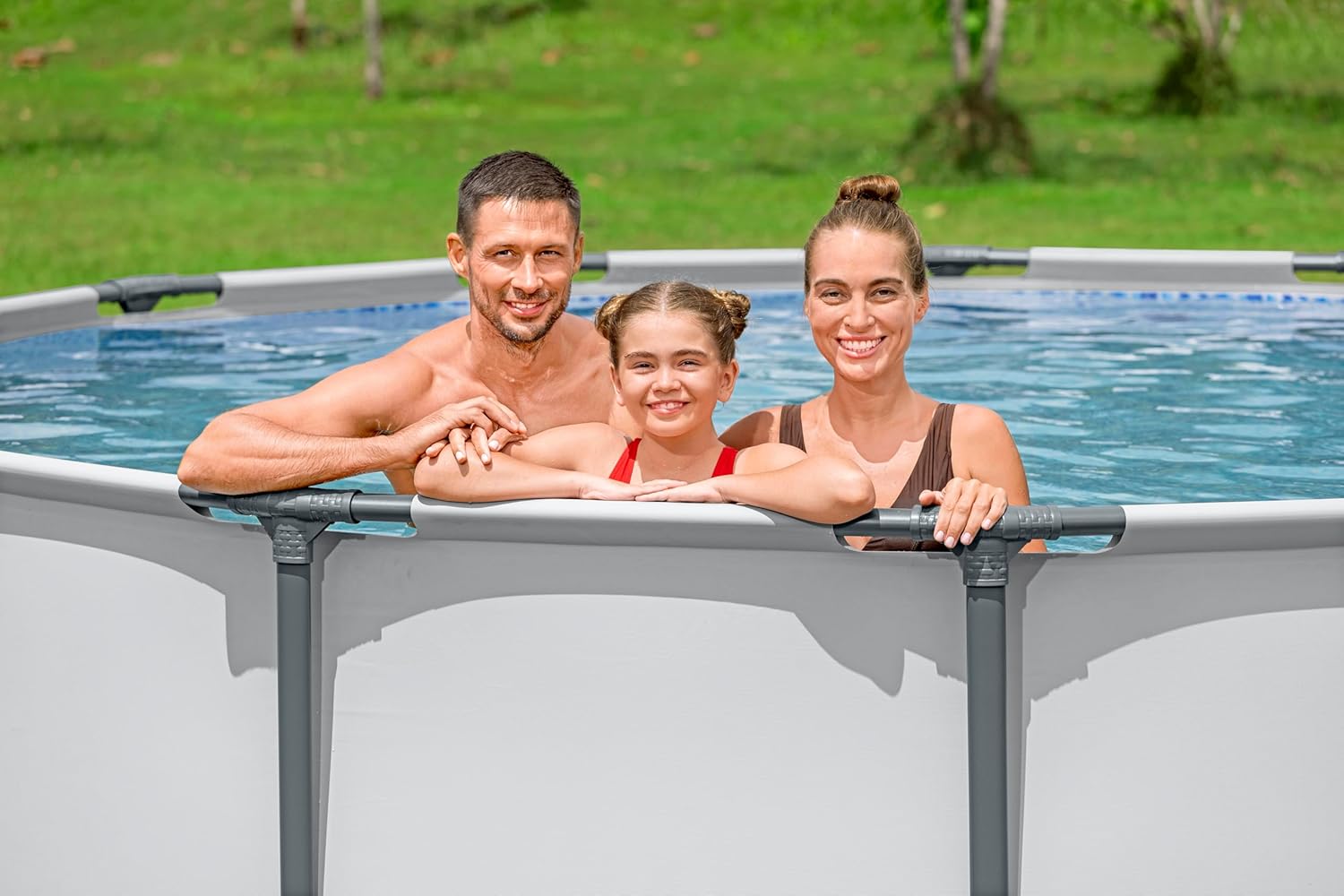 Bestway Steel Pro MAX Frame - Piscina Completa con Bomba de Filtro (diámetro 366 x 122 cm), Color Gris Claro