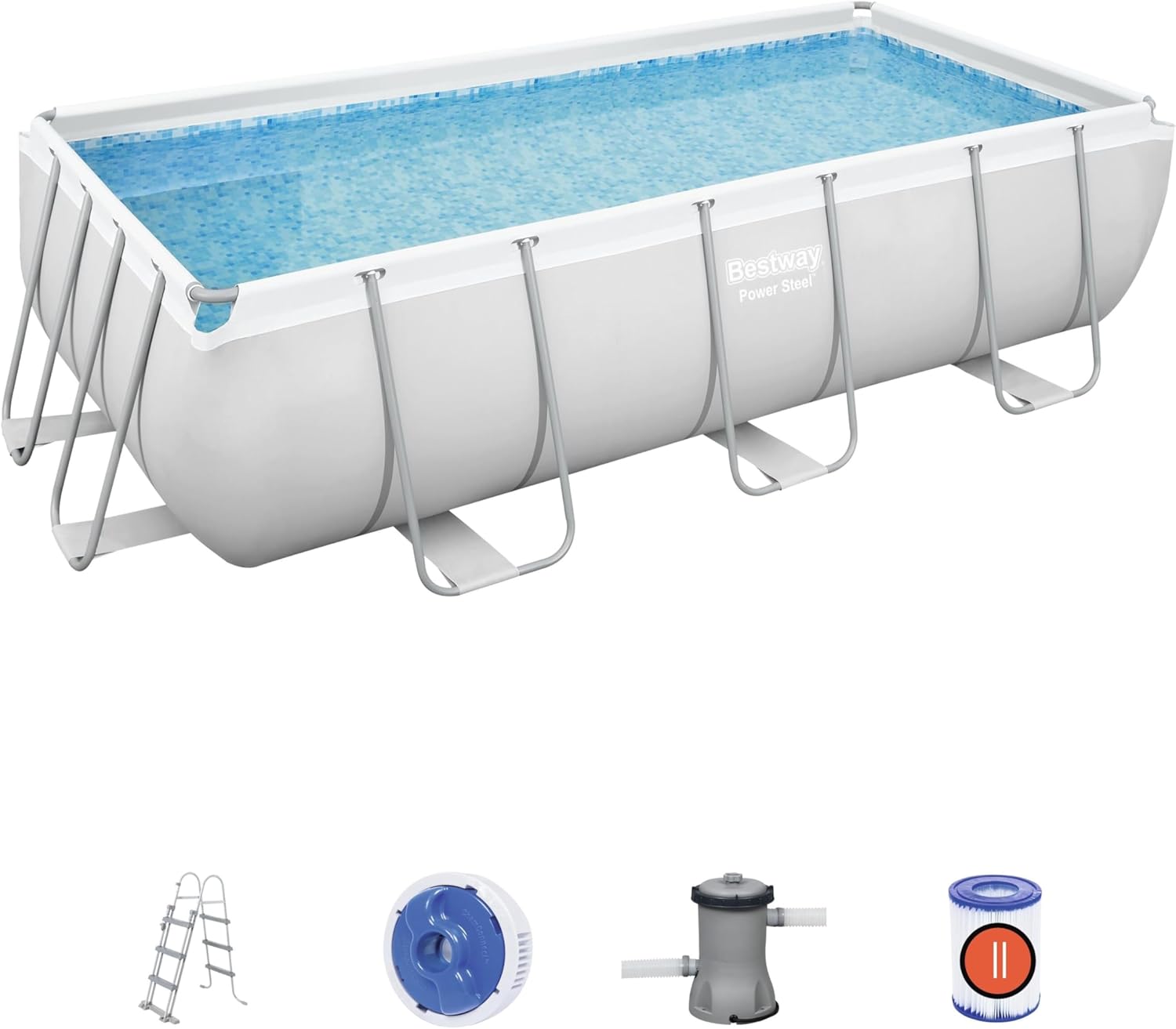 Power Steel™ 13'3" x 6'7" x 39,5"/4,04 m x 2,01 m x 1,00 m, conjunto de piscina retangular