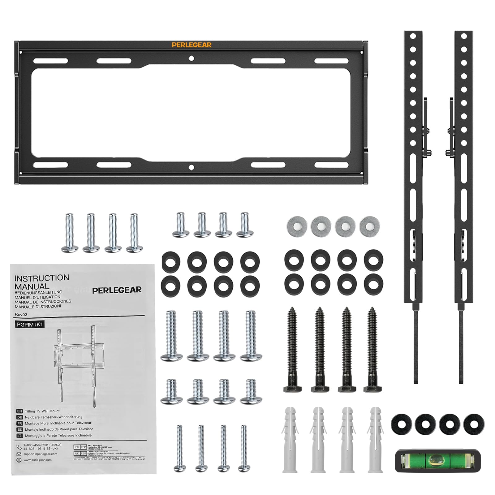 Perlegear Suporte de parede para TV de 26 a 65 polegadas - Suporte de TV de parede inclinável com carga de 45 kg, VESA máx. 400x400 mm