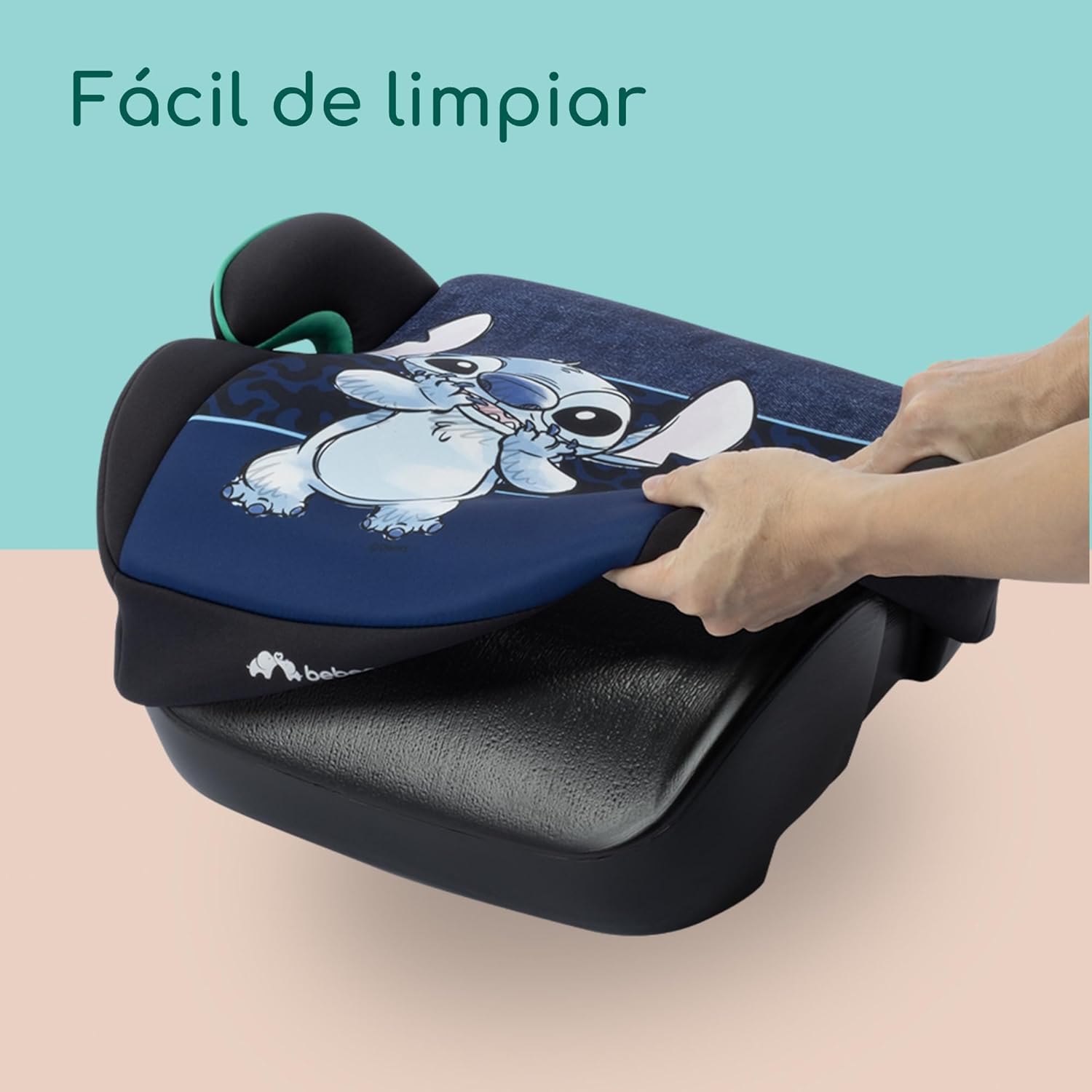 Bebeconfort Disney Manga i-Safe, Asiento Elevador Coche, Silla Coche Stitch, 6-12 Años, 128–150 cm, 22-36 kg, Ligera, Instalación Fácil con Cinturón, Acolchada, Tejidos Suaves, Authentic Stitch
