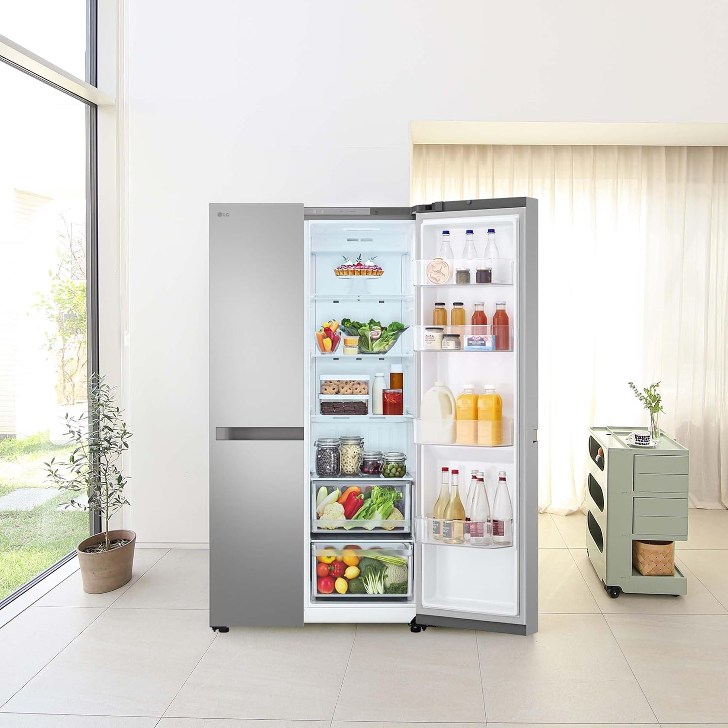 LG GSBC40PYPE Frigorífico Side by Side, série 400, Linear Cooling, multi AirFlow, classificação E, 641 l, Inox anti-impressões