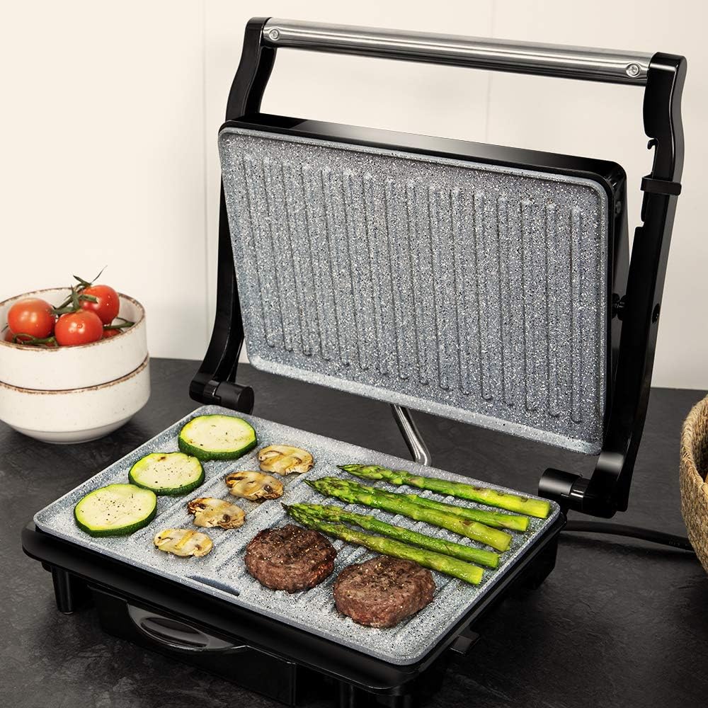 Cecotec Rock'nGrill Grelha elétrica com revestimento antiaderente RockStone