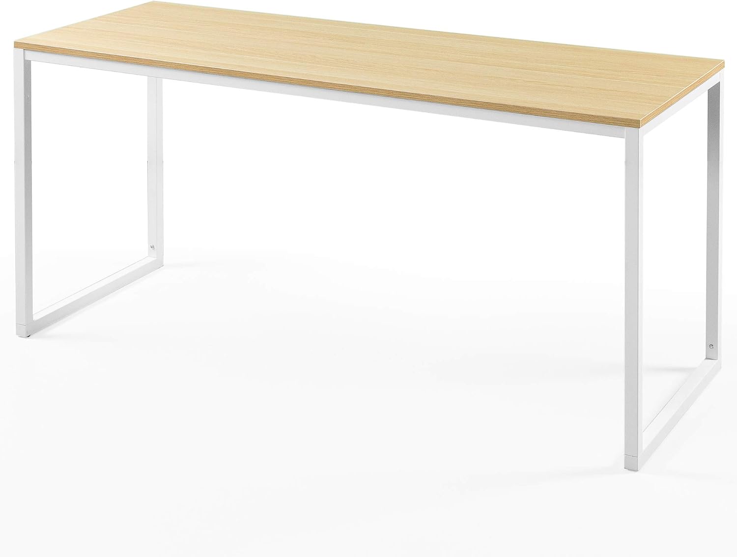 Zinus Jennifer Mesa de escritorio 160x61x74 cm - Mesa de estudio moderna de metal y madera - Mesa de ordenador - Marrón y blanco