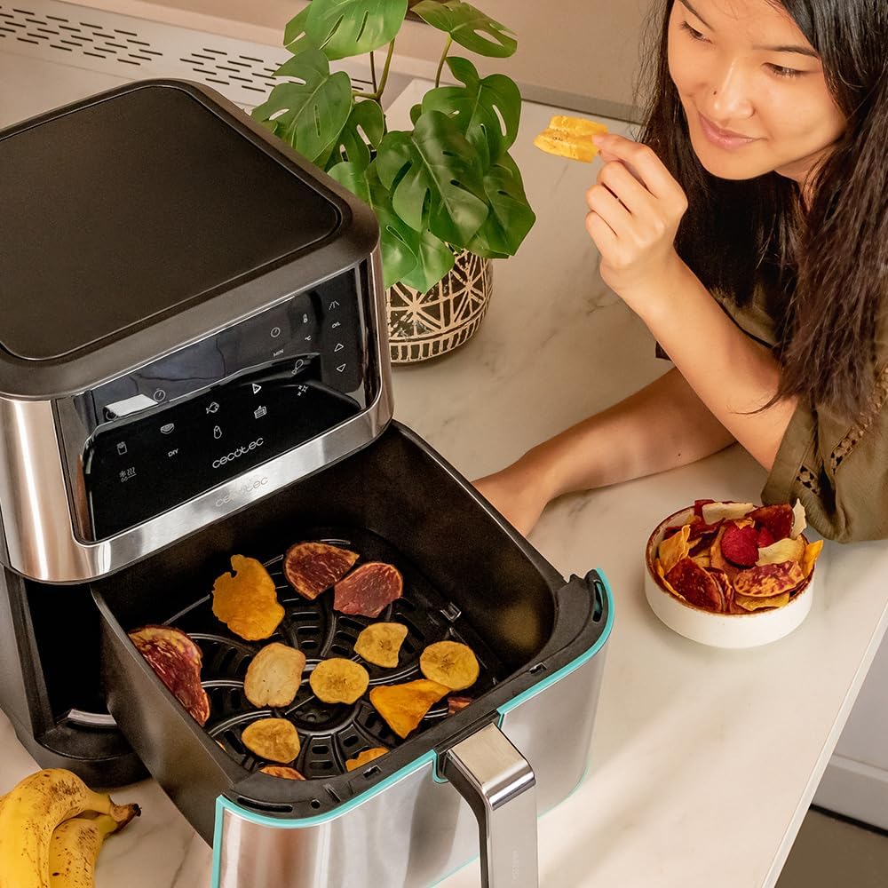 Cecotec Frigideira de ar sem óleo de 8 l, Cecofry Supreme 8000 Air Fryer. 1800 W, painel de toque, 30º - 200 ºC, 10 modos pré-configurados, pré-heat, alerta, acabamentos em aço inoxidável