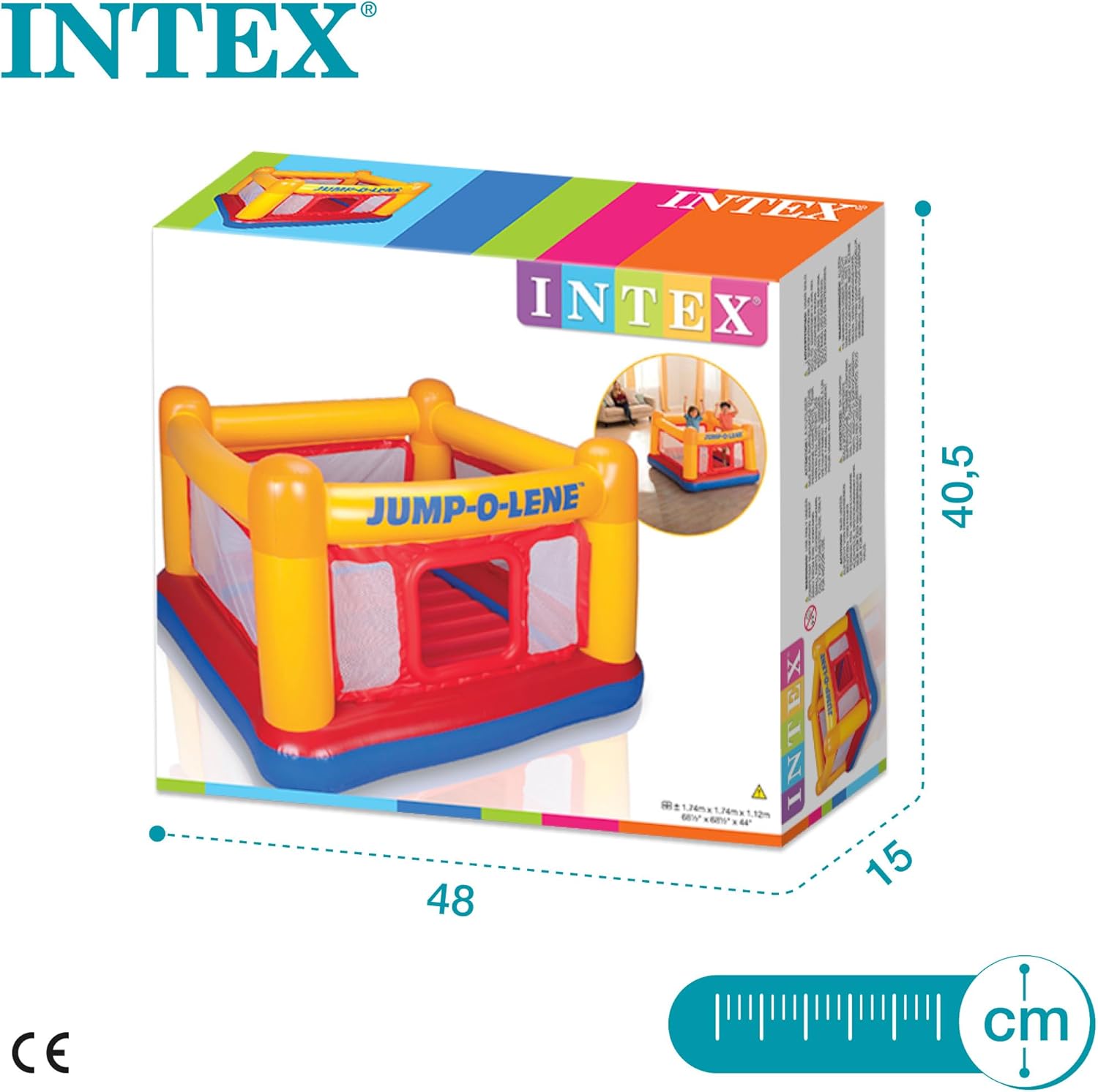 Intex Castelo insuflável para crianças, salto insuflável, 174 x 112 cm, peso máximo 54 kg, crianças entre 3 e 6 anos, castelos insufláveis, parque infantil, para interior e exterior (48260)