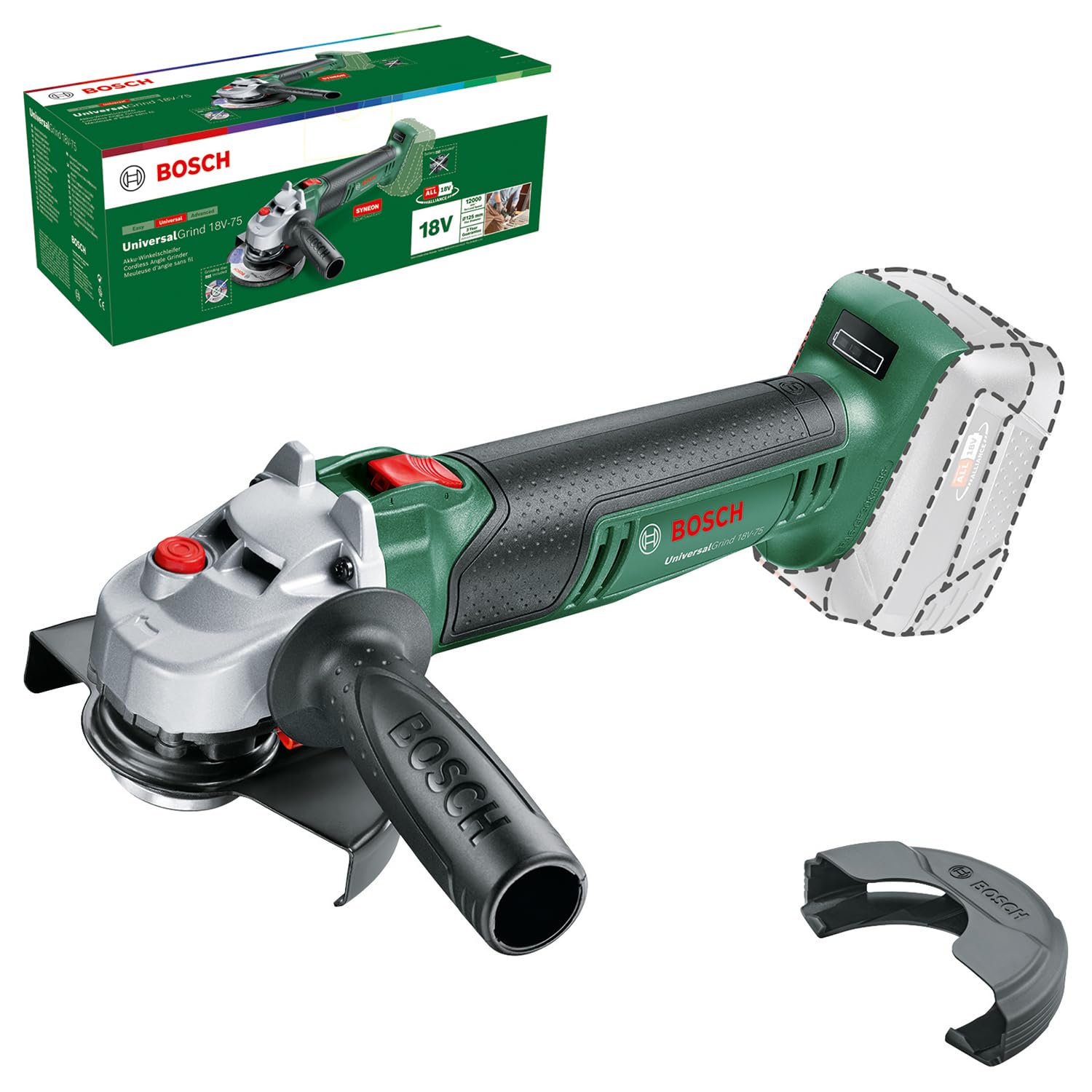 Bosch Moedor pequeno UniversalGrind 750-125, 750 W, com 2 discos de corte reto e 1 disco de molagem, para molar, cortar, escovar e lixar, em embalagem de cartão, edição para a Amazon