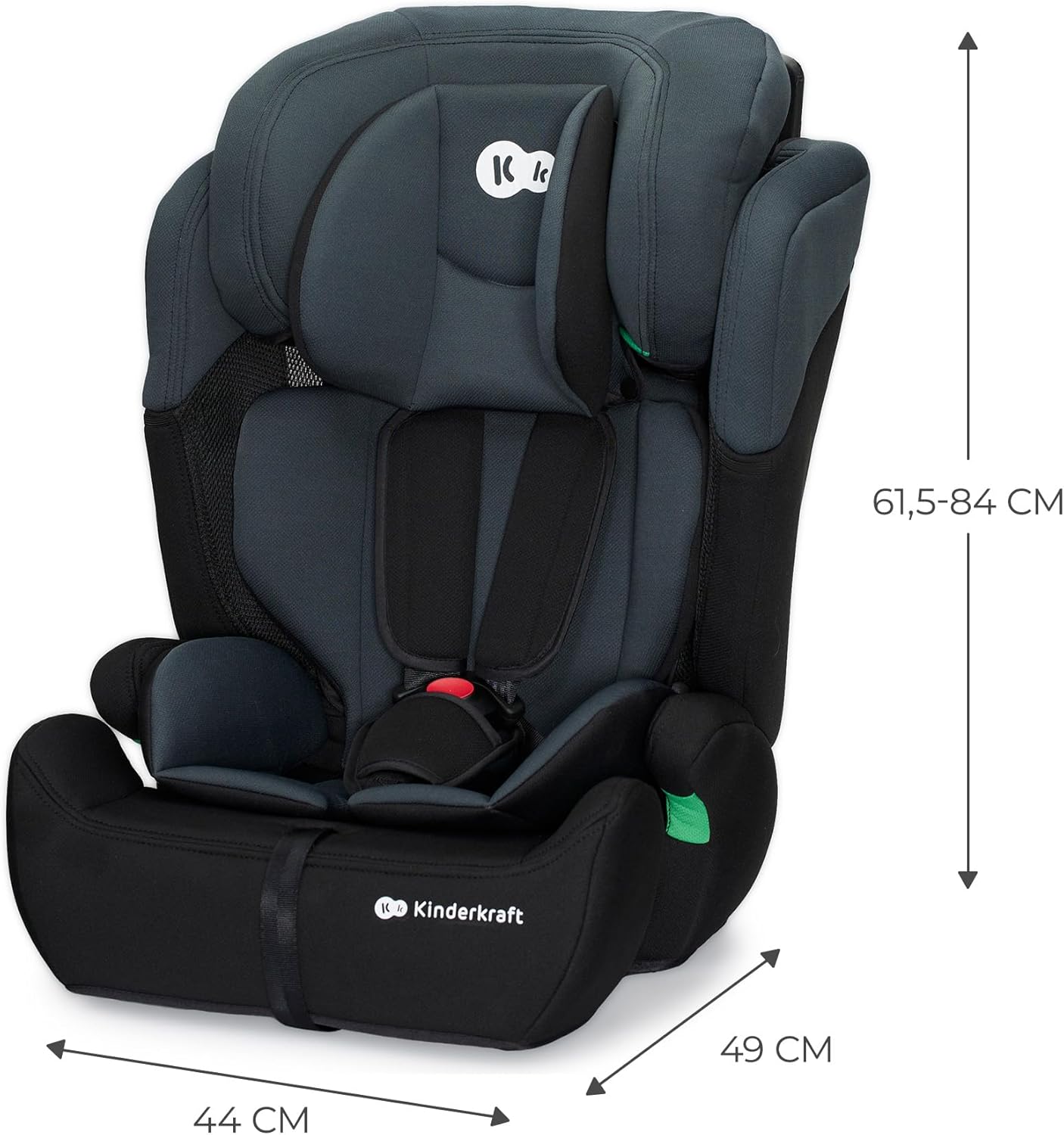 Kinderkraft COMFORT UP I-SIZE 76-150 cm, Silla de coche bebé, Silla coche para niños, Sillade, Cinturón, regula en 11 niveles, Grupo 1/2/3, 15 meses - 12 años, 9-36 kg, Negro