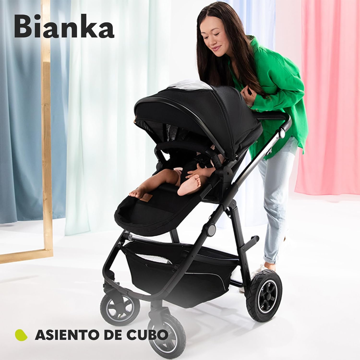 LIONELO BIANKA Carrinho de bebé 3 em 1 (22 kg) porta-bebés (9 kg) cadeira de carro (13 kg), dobrável, sistema de viagem encosto ajustável rodas 360o amortecimento, capô XXL, carrinho de bebé (bege)