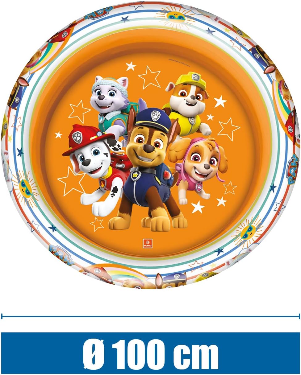 Mondo Toys - PAW PATROL| 2 Rings Pool - Piscina Hinchable para bebé - diámetro 100 cm, Ideal para niño/niña +10 Meses - 16911