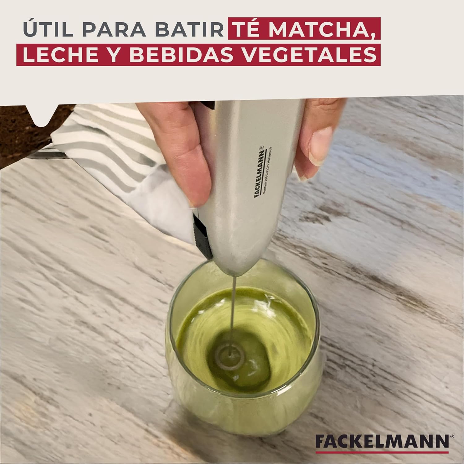 Fackelmann Coffee &Tea Espumador de leite, batedor Capuchino cinzento, 20 x 3,5 cm