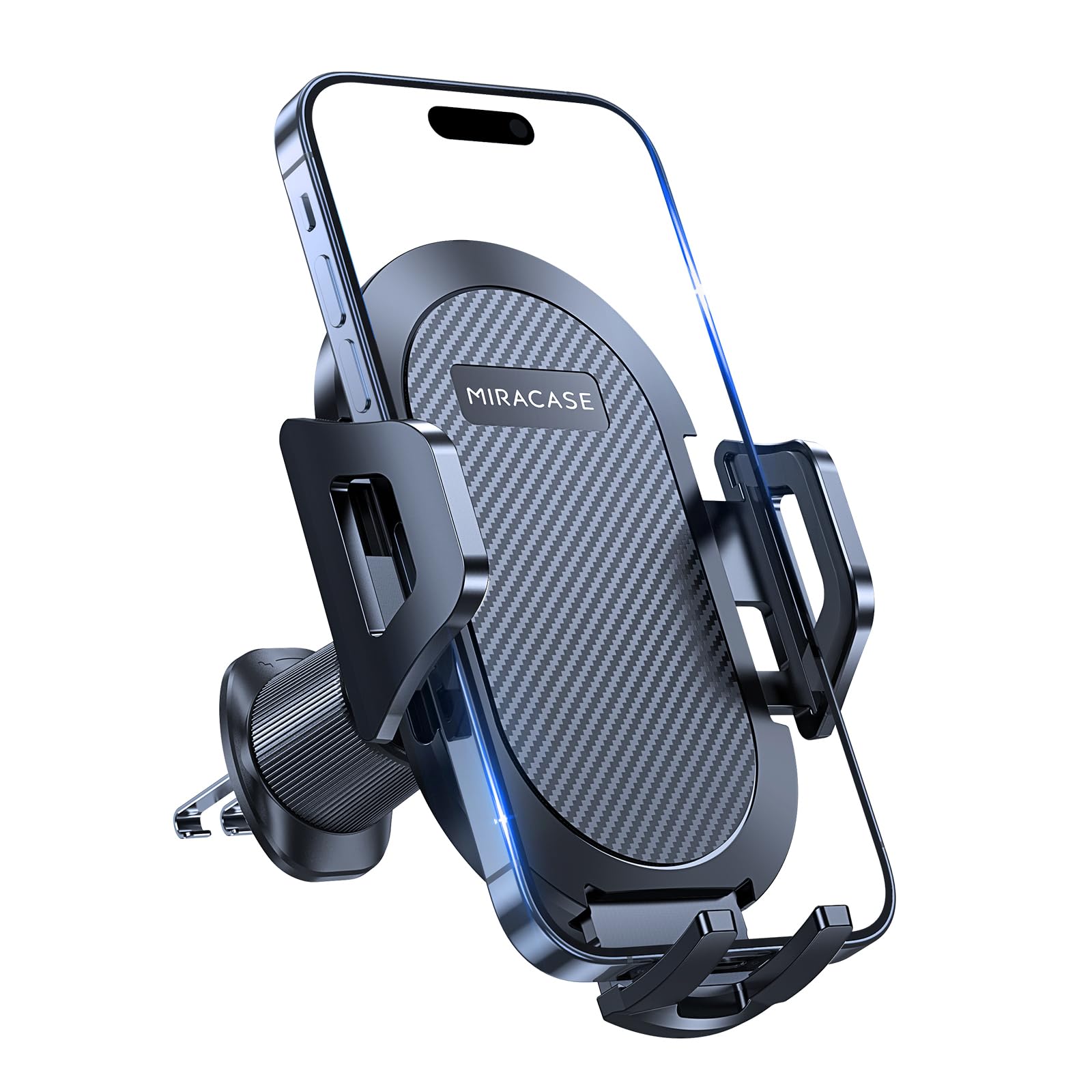 Miracase 2025 Suporte móvel carro [gancho metálico resistente] suporte de telemóvel carro em rotação 360° e manuseio com uma mão, compatível com telemóveis 4,0''-7,0''
