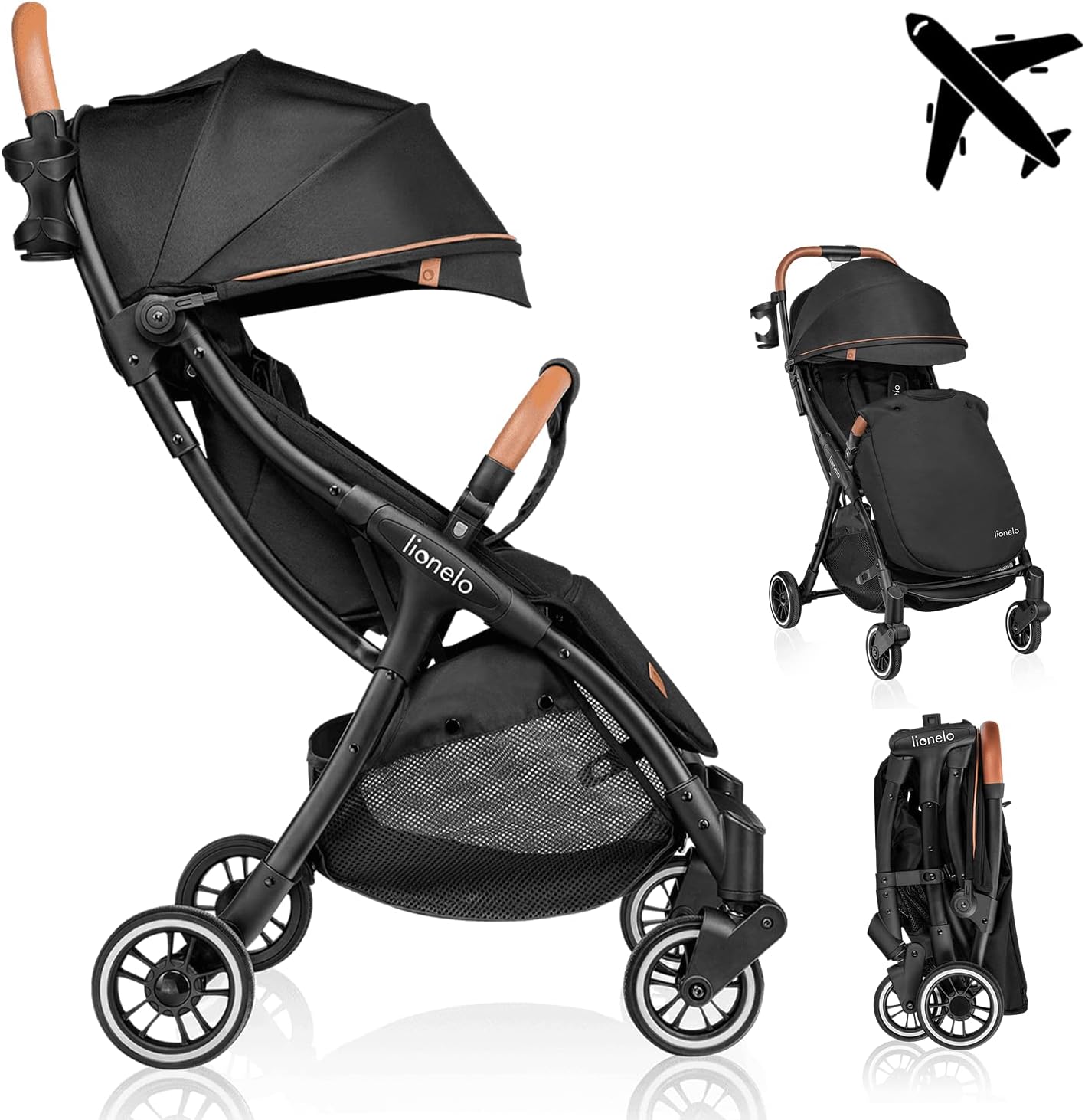 LIONELO Julie One Carrito 51 x 75 x 103 cm Para menores hasta 22kg 0-48M Regulación del respaldo Plegado sencillo Ruedas resistentes con amortizadores Cesta para compras