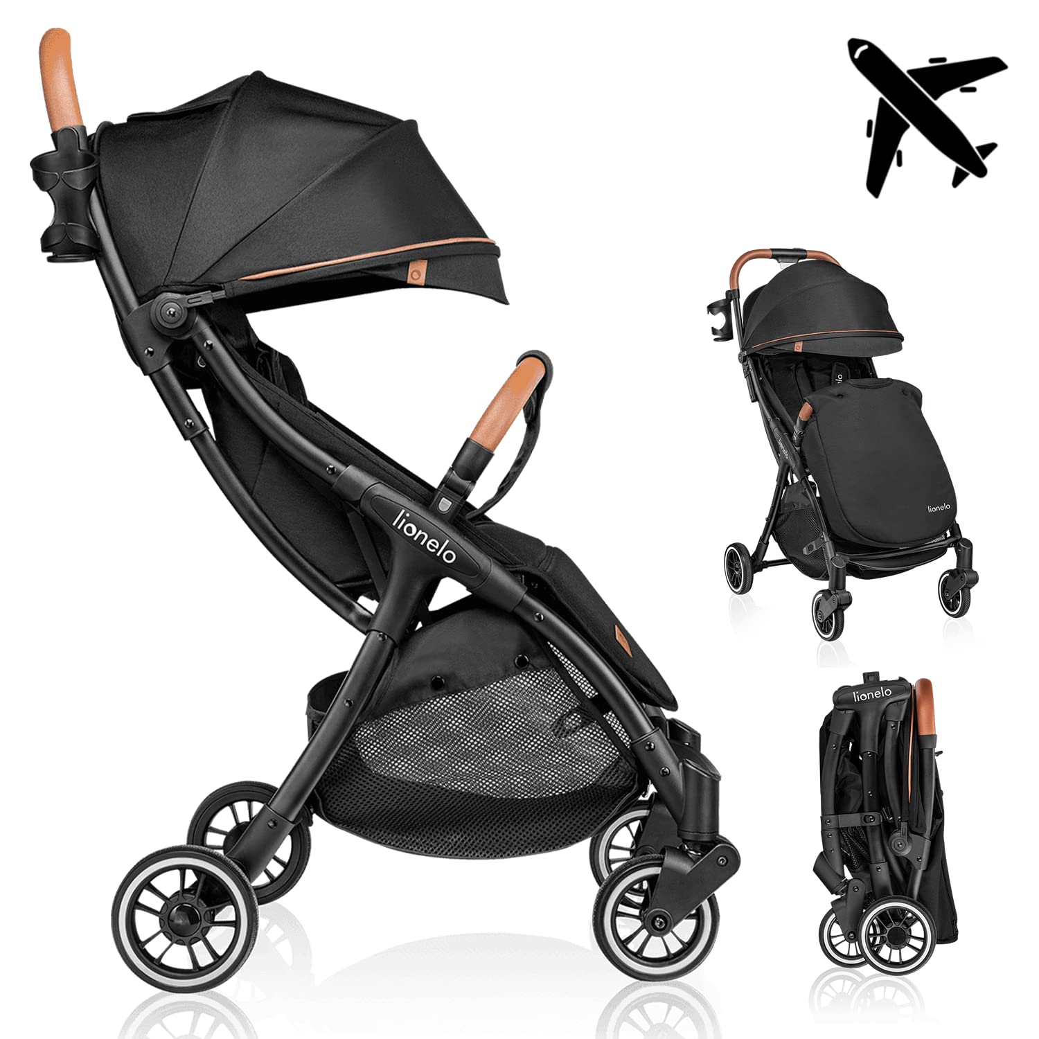 LIONELO Julie One Carrito 51 x 75 x 103 cm Para menores hasta 22kg 0-48M Regulación del respaldo Plegado sencillo Ruedas resistentes con amortizadores Cesta para compras