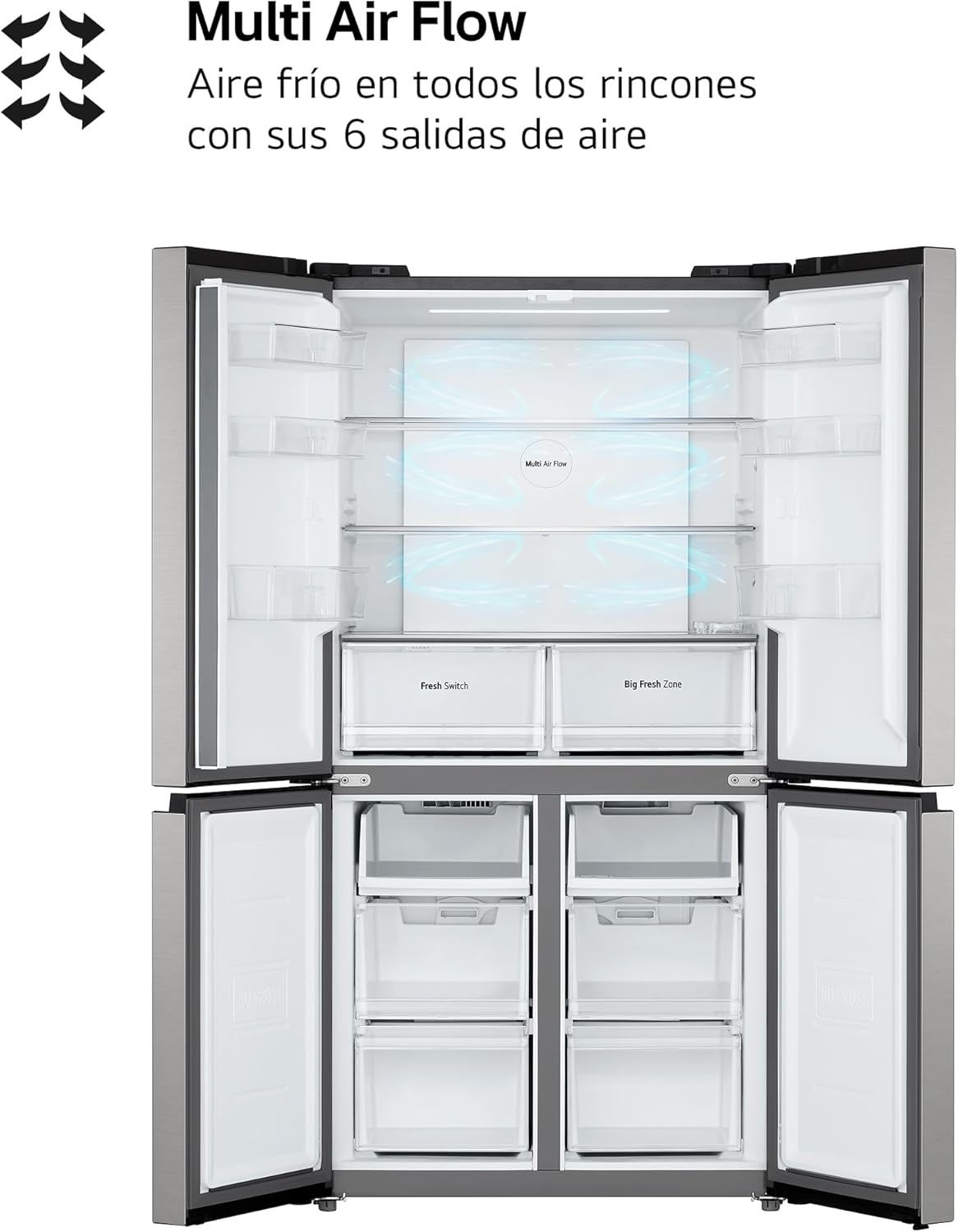 LG GMM41MSBEM - Frigorífico Americano Combi, Total No Frost, Clasificación E, Capacidad 474L, Silver