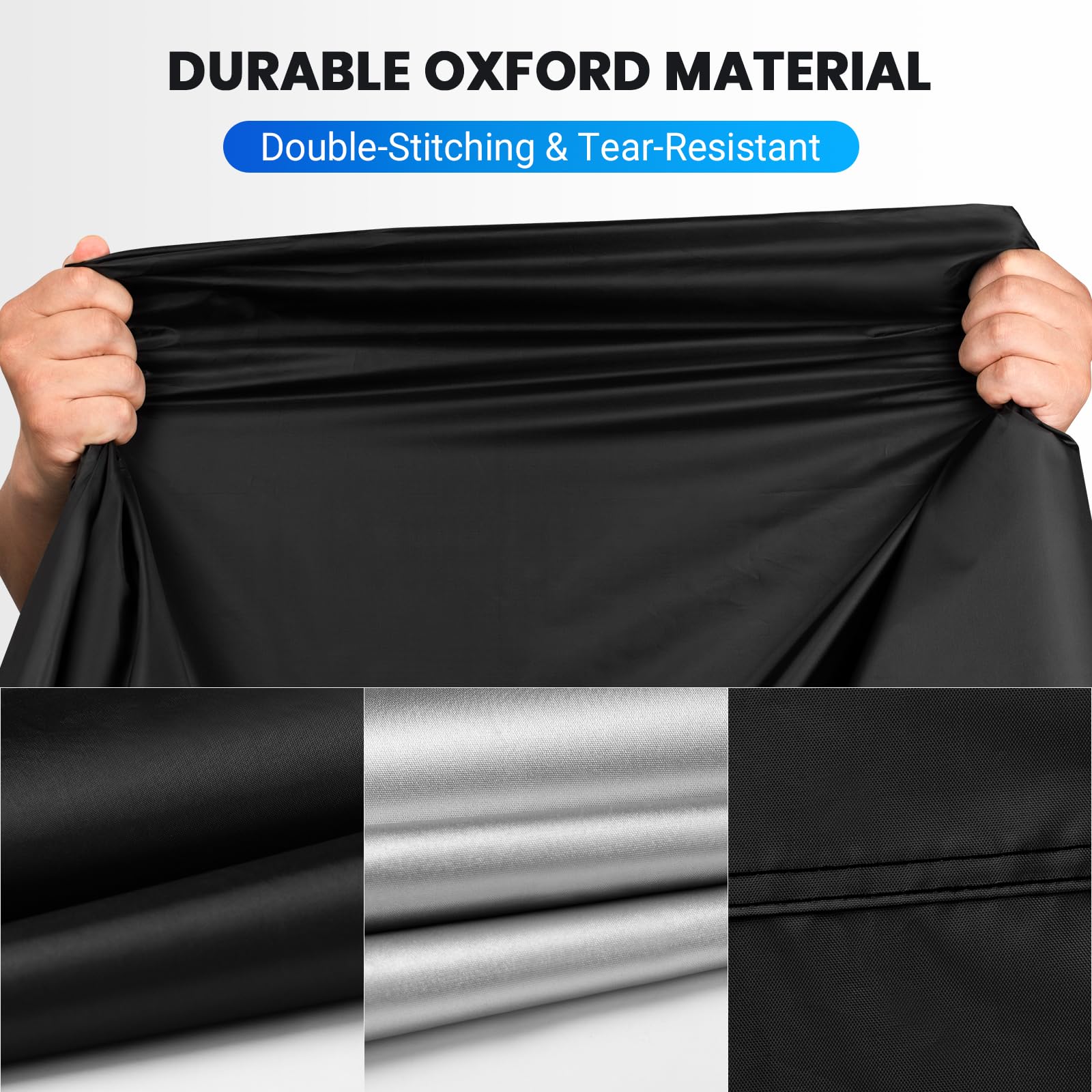 Favoto Capa para Moto Capa Oxford Impermeável Protetora à Prova de Sol, Chuva, Poeira, Vento, Neve e Excrementos de Pássaros ao Ar Livre, 245 x 105 x 125 cm Preto + Prata