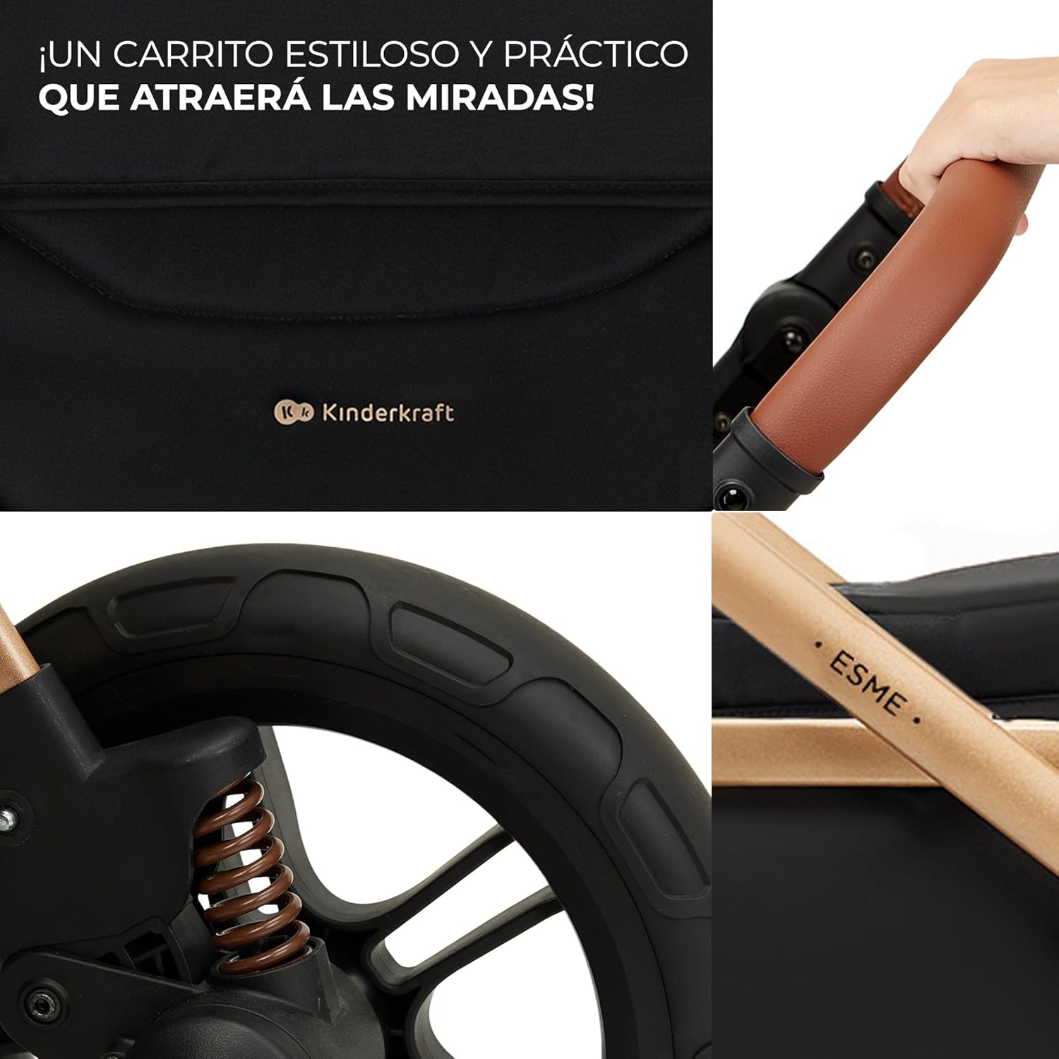 Kinderkraft ESME Cadeira de carro 3 em 1 conjunto, com porta-bebés Mink PRO I-Size, sistema de viagem, carrinho para bebé, carrinho, dobrável, para recém-nascido até 4 anos, preto