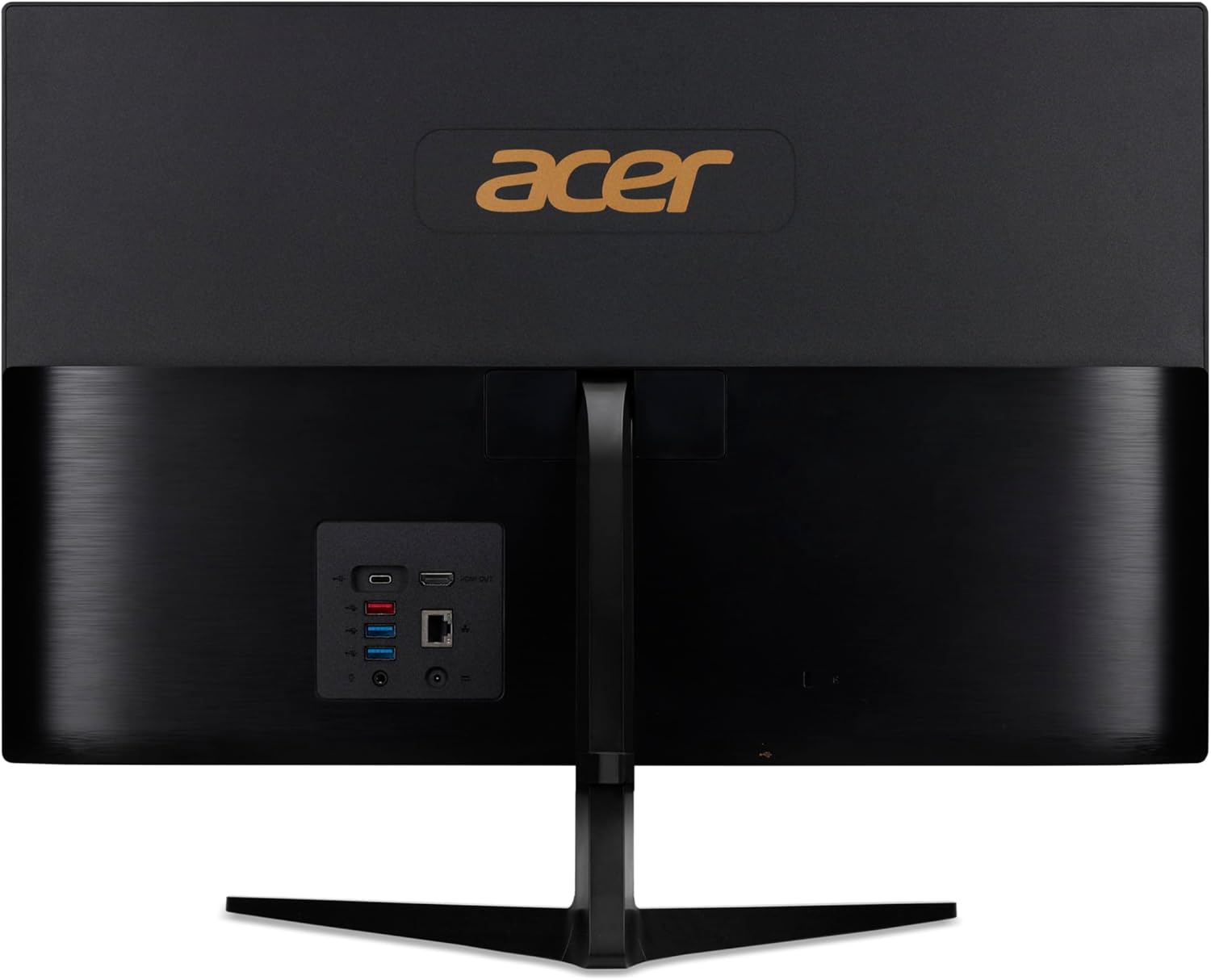 Acer Aspire C24-1800 All in One, monitor FullHD de 24" (Intel Core i5-12450H, 16 GB RAM, 512 GB SSD, Intel Iris Xe Graphics, Windows 11 Home), preto, teclado QWERTY espanhol e rato Sem fios