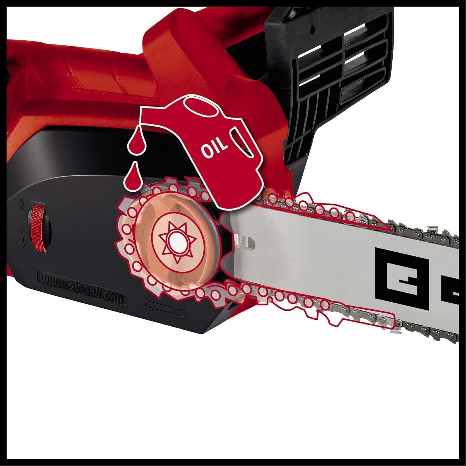 Einhell Motosserra elétrica GH-EC 1835 (1800 W, barra de corte robusta, corrente afiada, tensionamento e substituição sem ferramentas, lubrificação automática, engrenagens metálicas)