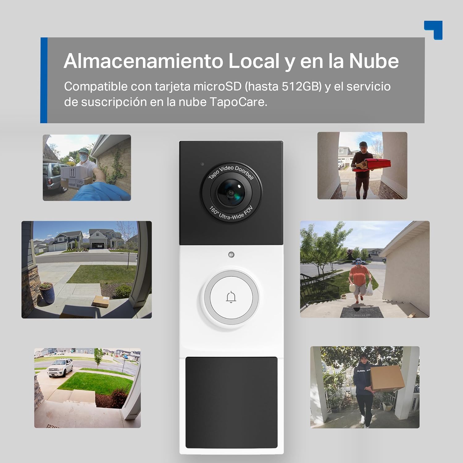 Tapo D210 Timbre Inalámbrico con Cámara 2K, Timbre Videoportero WiFi Exterior Impermeable, Detección de Movimiento Inteligente, Visión Nocturna, Audio Bidireccional, Alerta, en Tarjeta SD/Nube