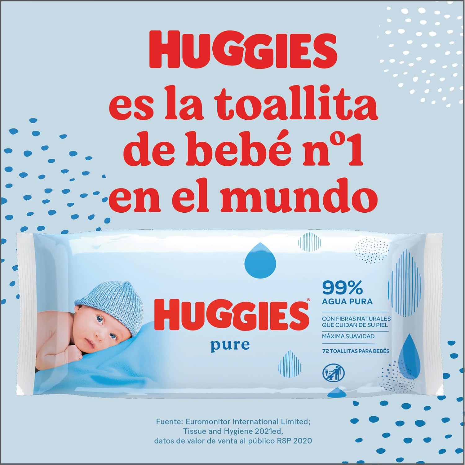 Huggies Pure, Toalhitas para bebé, 18 pacotes de 56 unidades (total 1008)