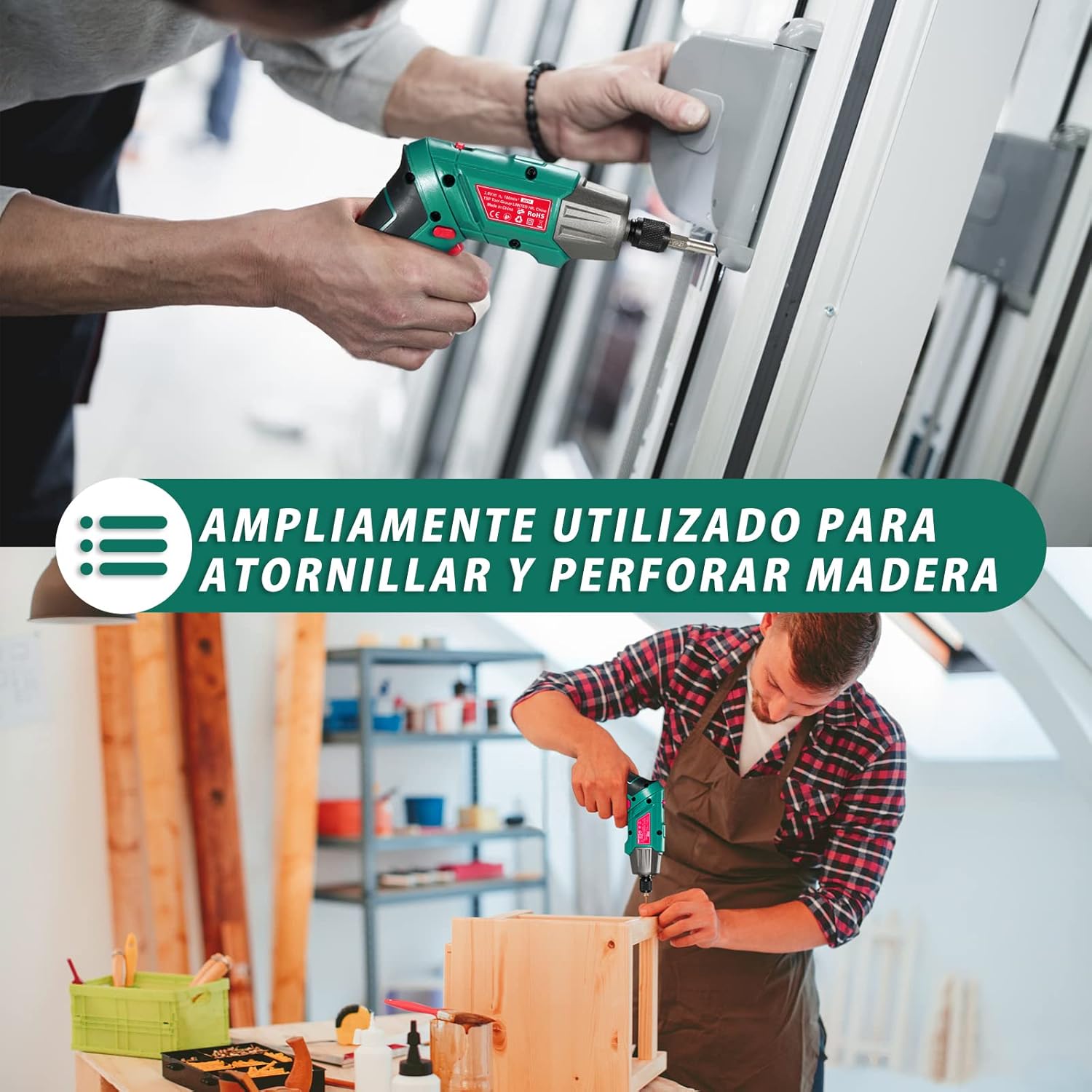HYCHIKA Aparafusador elétrico de 6 N.m., chave de fendas sem fios (máximo torque de 6 N.m, 3,6 V, 2,0 Ah) lanterna de luz LED, chave dentada, carregador com cabo USB, 36 acessórios e estojo portátil