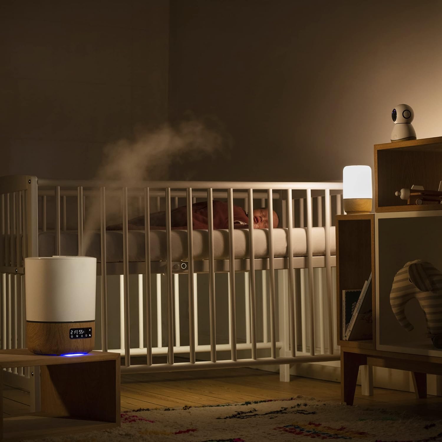 Maxi-Cosi See câmara de vigilância para bebés wi-fi interior, monitor para bebés com câmara de visão noturna HD, vídeo e áudio, sensor de movimento e sons relaxantes, deteta temperatura e humidade da