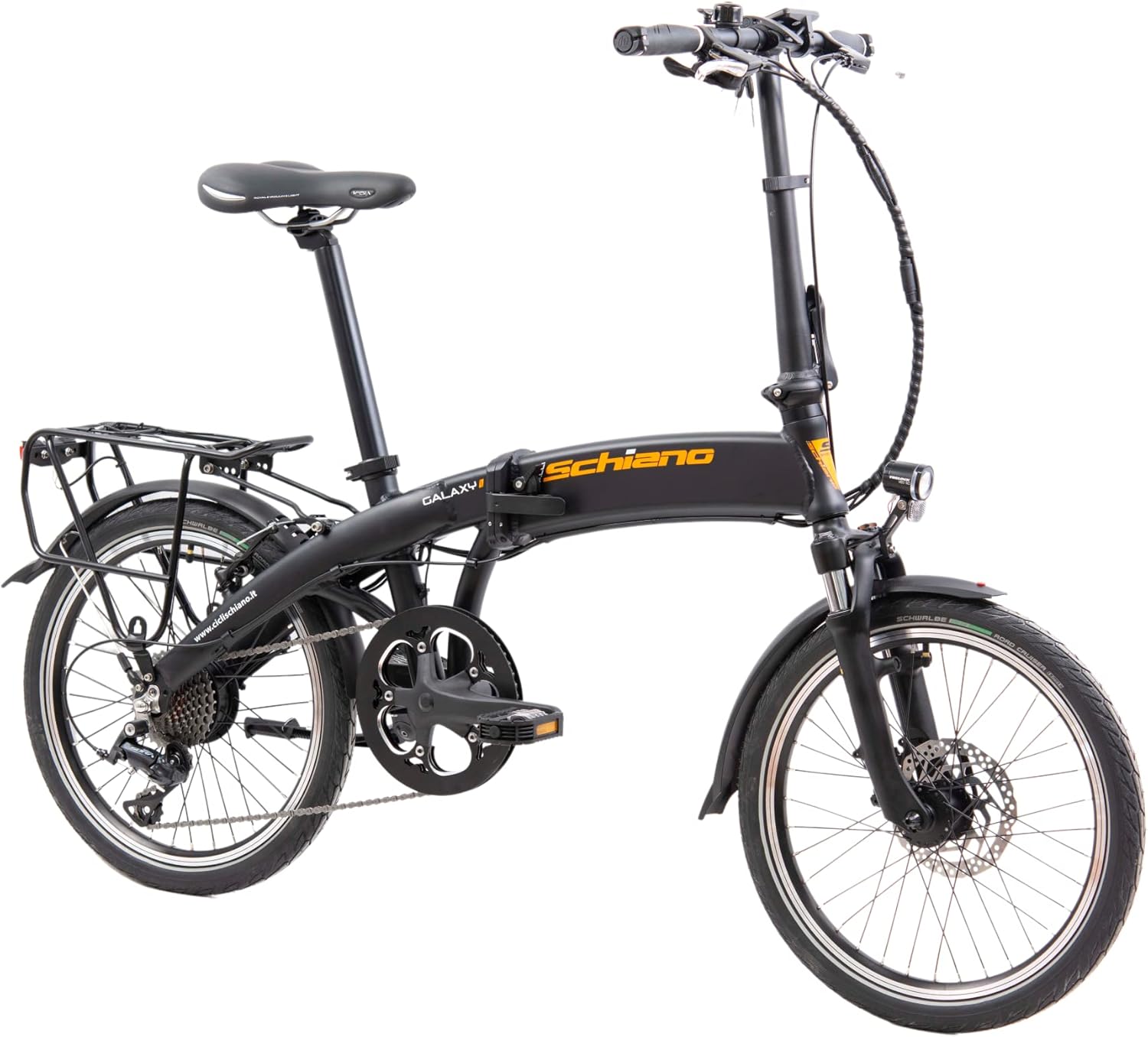 F.lli Schiano Galaxy, bicicleta elétrica dobrável, 20", bateria de 36 V de 10,4 Ah removível, motor 250 W de 40 mm, bicicleta elétrica urbana, unissexo para adulto, preta