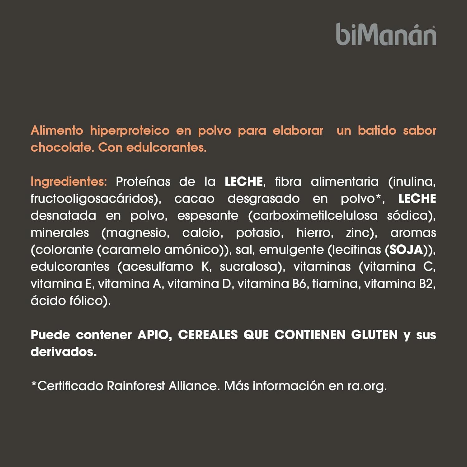 BIMANÁN - Batido de proteína, sabor de chocolate, 52% de proteína por porção, ajuda a tonificar e aumentar a massa muscular, 360 g, 12 Rações