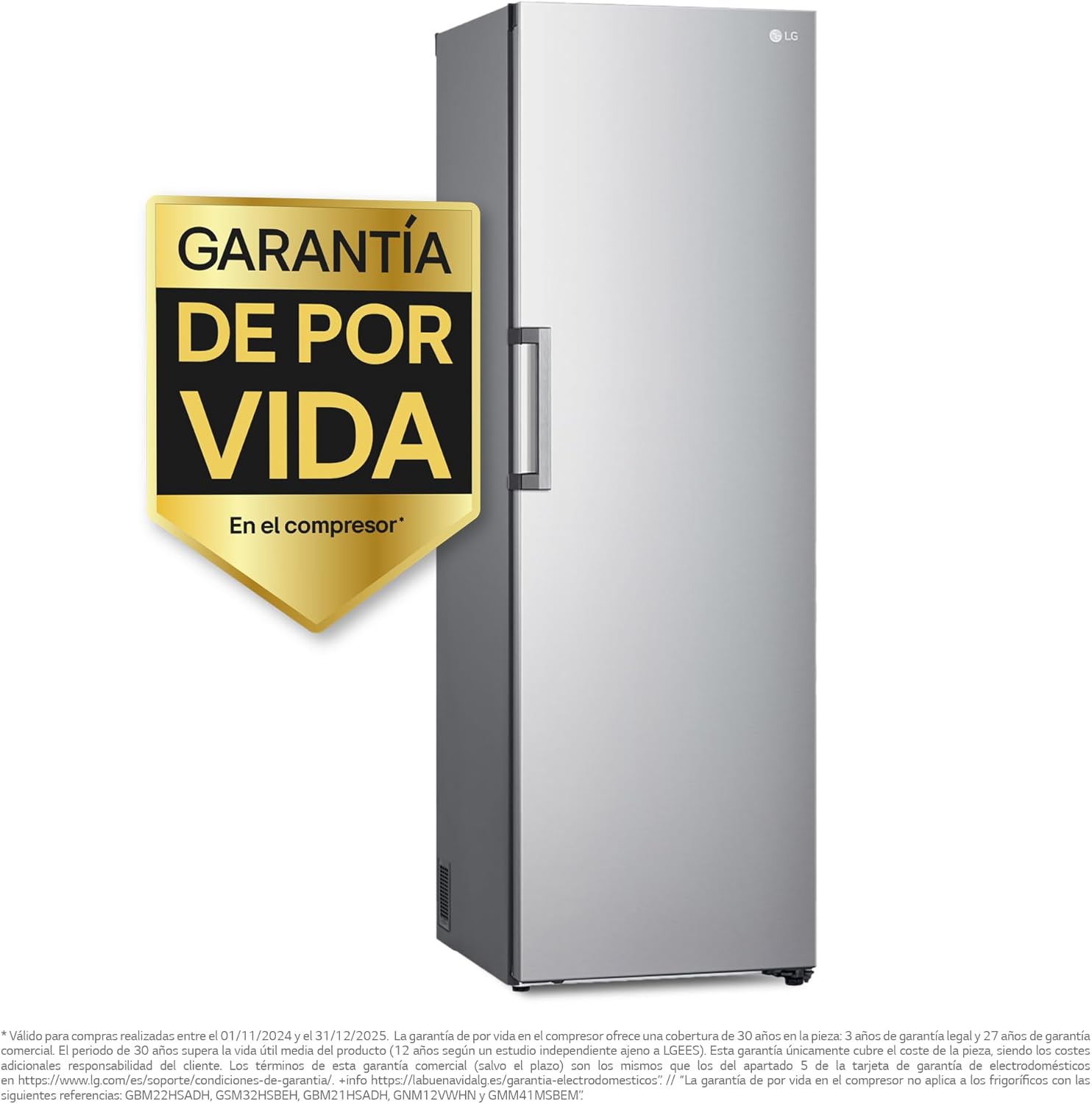 LG GLT51PZGSZ Frigorífico sem rost, de 186 cm e 413 l, frigorífico com função DoorCooling, compressor Smart Inverter e App, design minimalista, cor Inox anti-impressões