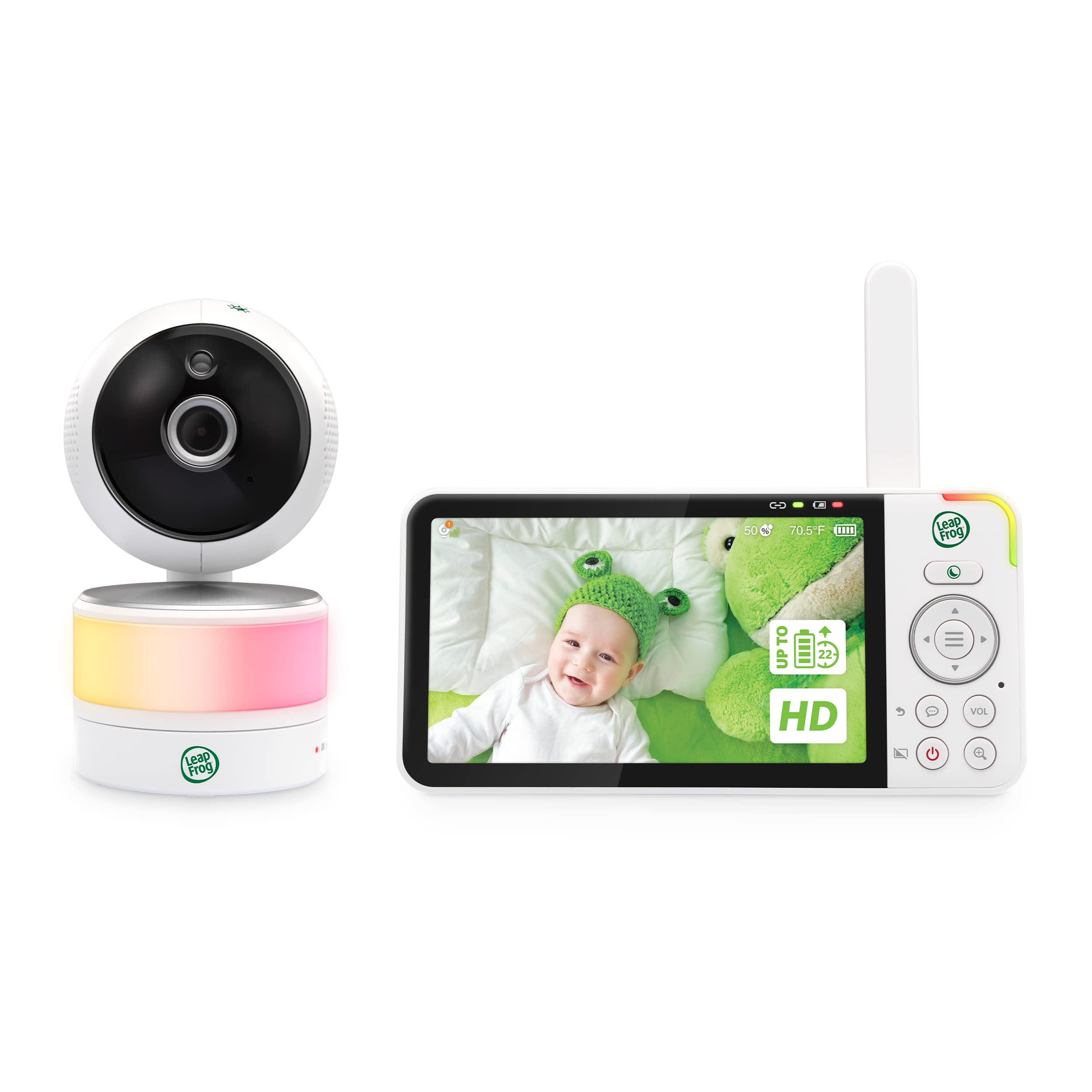 LeapFrog LF2423 Baby Monitor with Night Light Camera, 2600mAh Smart Baby Surveillance Camera with 2.8" IPS Screen, Night Vision, Temperature Monitoring, Two-Way Communication