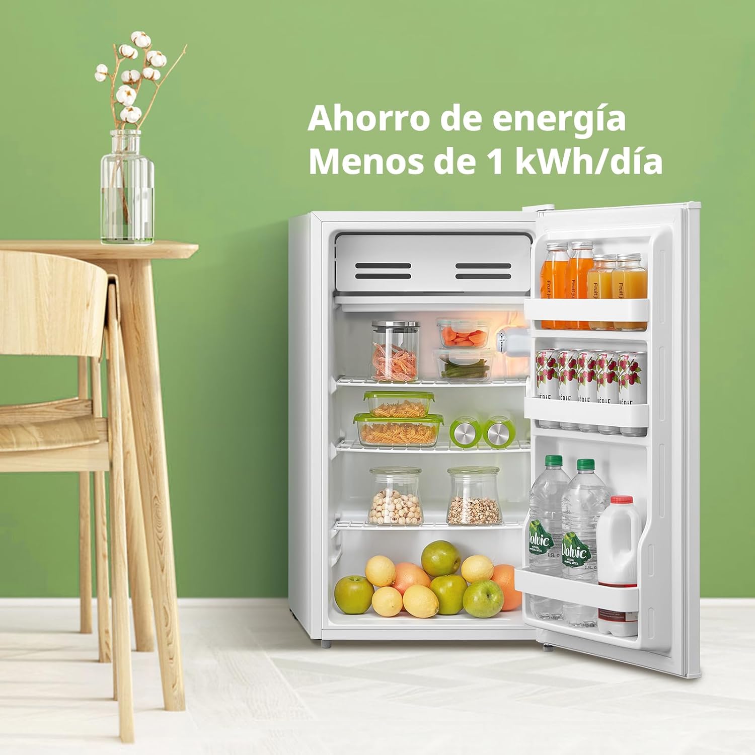 Comfee ' RCD93WH2(E) Frigorífico de uma porta de 93 l, controlo de temperatura, pequeno frigorífico sob mesa, silencioso, GZRD 45 x 47,2 x 86 cm, branco