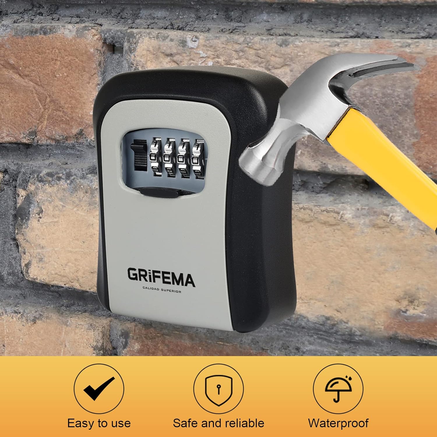 GRIFEMA GA1003-1 Caja de Seguridad para Llaves, Caja de Cerradura, Armarios de Llaves, Pared, Gris