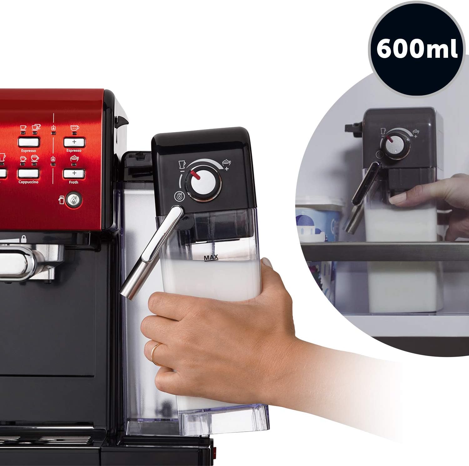 Breville Prima Latte II Espresso | Cafeteira para latte e cappuccino | Bomba profissional de 15 bares e espumador | Vermelho [VCF109X]