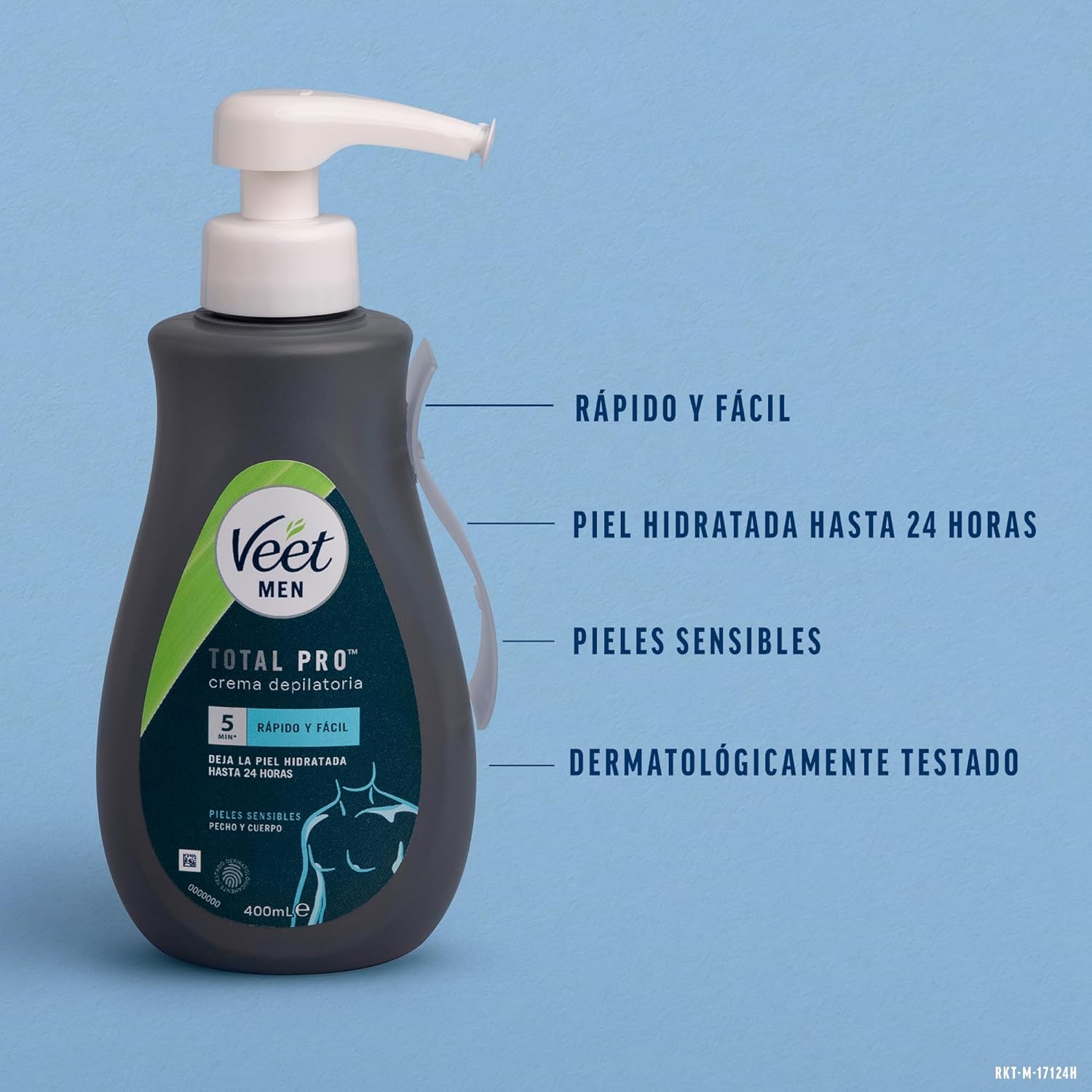 VEET Men Creme depilatório com doseador para peles sensíveis, 400 ml