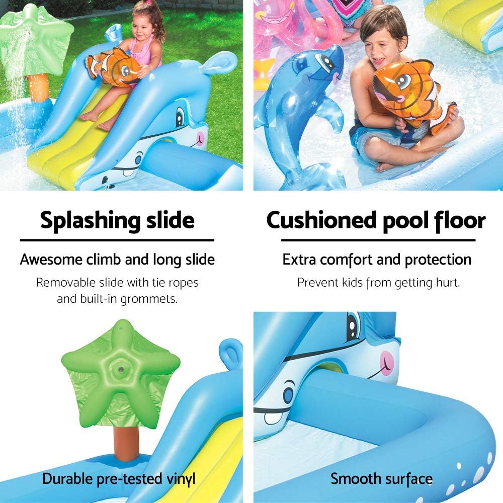 Bestway 53052 - Piscina insuflável infantil, aquário 239 x 206 x 86 cm com escorrega