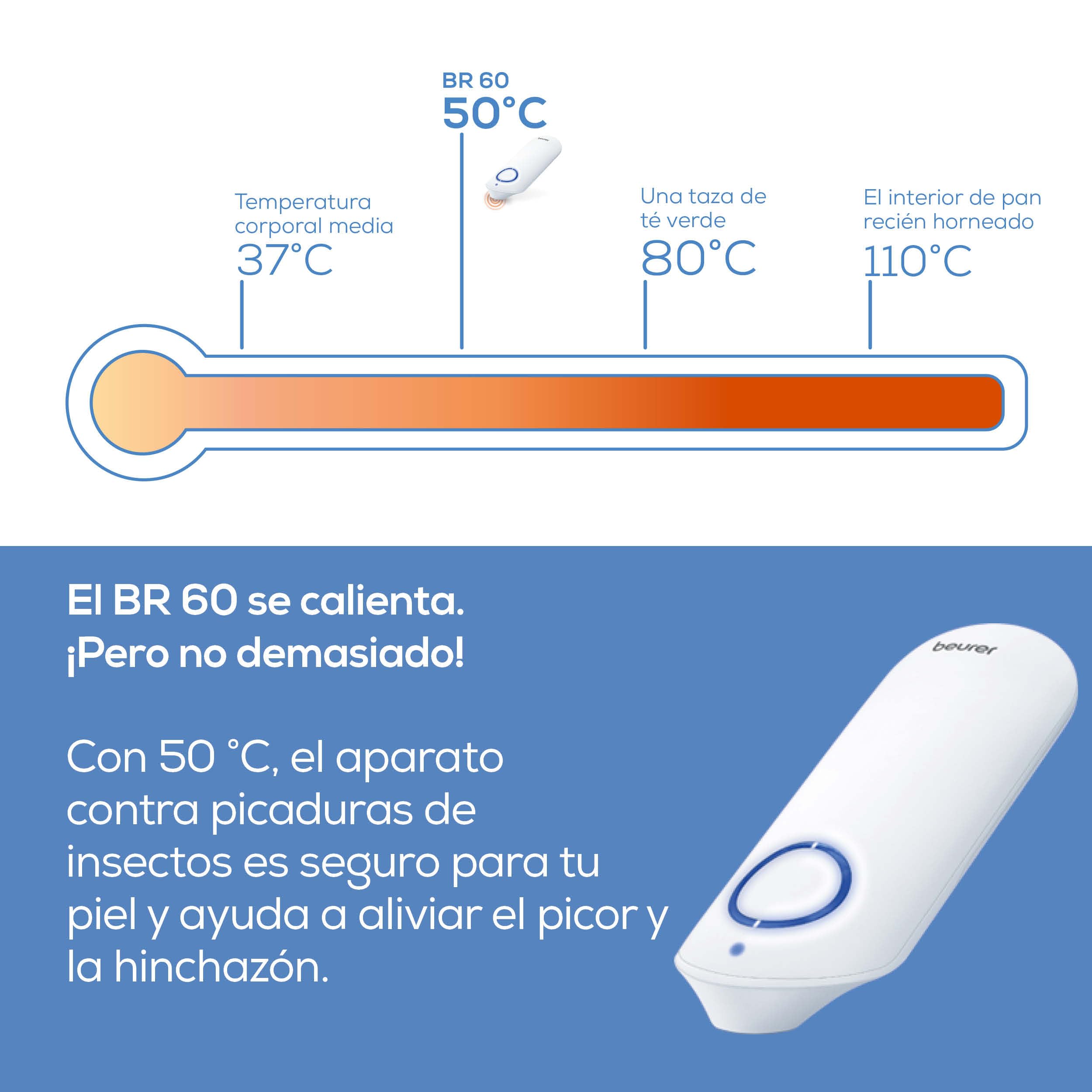 Beurer BR 60 Dispositivo para o tratamento de picadas e mordidas de insetos, alivia a comichão e o inchaço sem substâncias químicas, pequeno e fácil de manusear