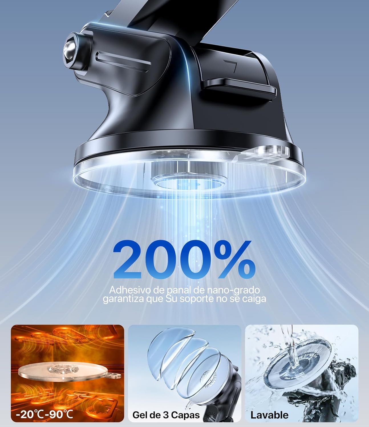 Miracase Suporte móvel carro [2025 ventosa poderosa] suporte de telemóvel carro em espirro, rotação de 360° ventosa móvel compatibilidade com iPhone e telefone de 4-7,2"