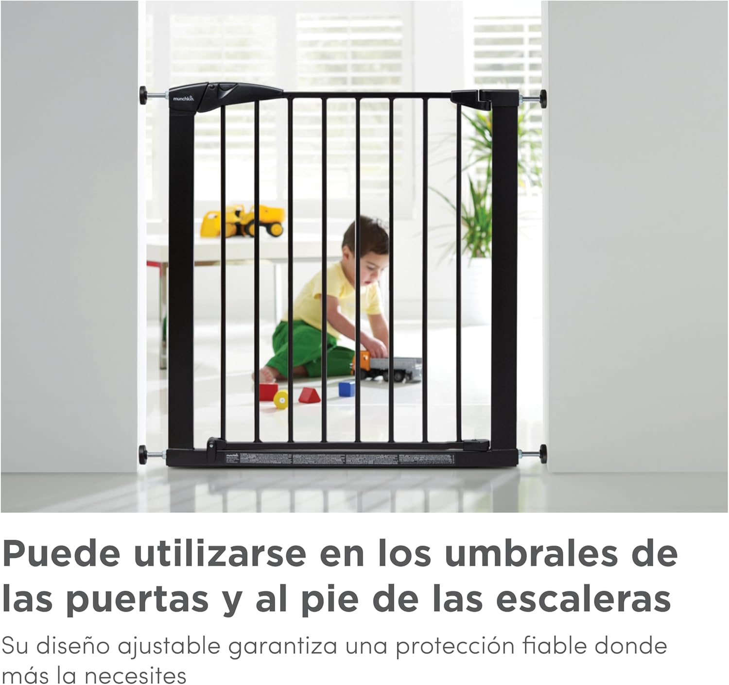 Porta de escada Munchkin, segura para crianças pequenas e bebés, porta de escada de ajuste de pressão para bebés ou cães, porta de segurança, 76-82 cm, preto