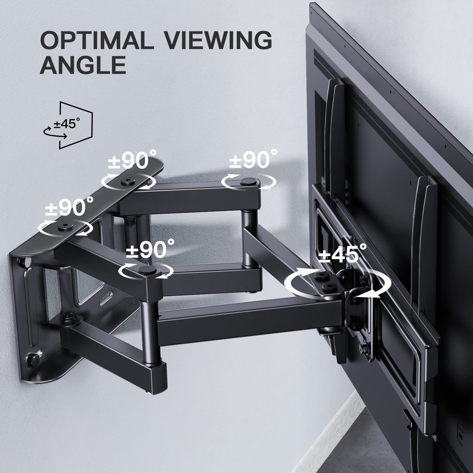 PERLESMITH Suporte de TV de parede articulado, inclinável e giratório – Suporte de TV para telas de 26 a 70 polegadas – MAX VESA 400x400 mm, para suportar 45 kg