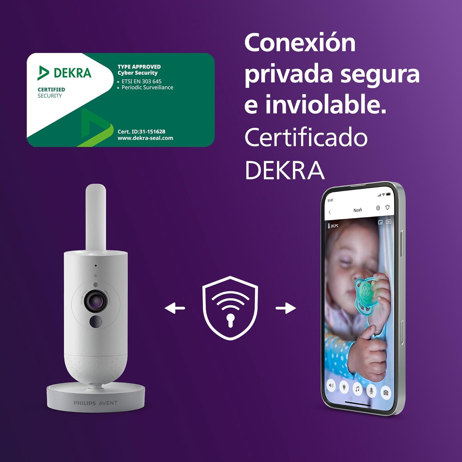 Philips Avent monitor de bebé conectado premium, o monitor mais avançado da Avent até à data, monitorização do sono e respiração por IA, tradução do choro, SCD973/26