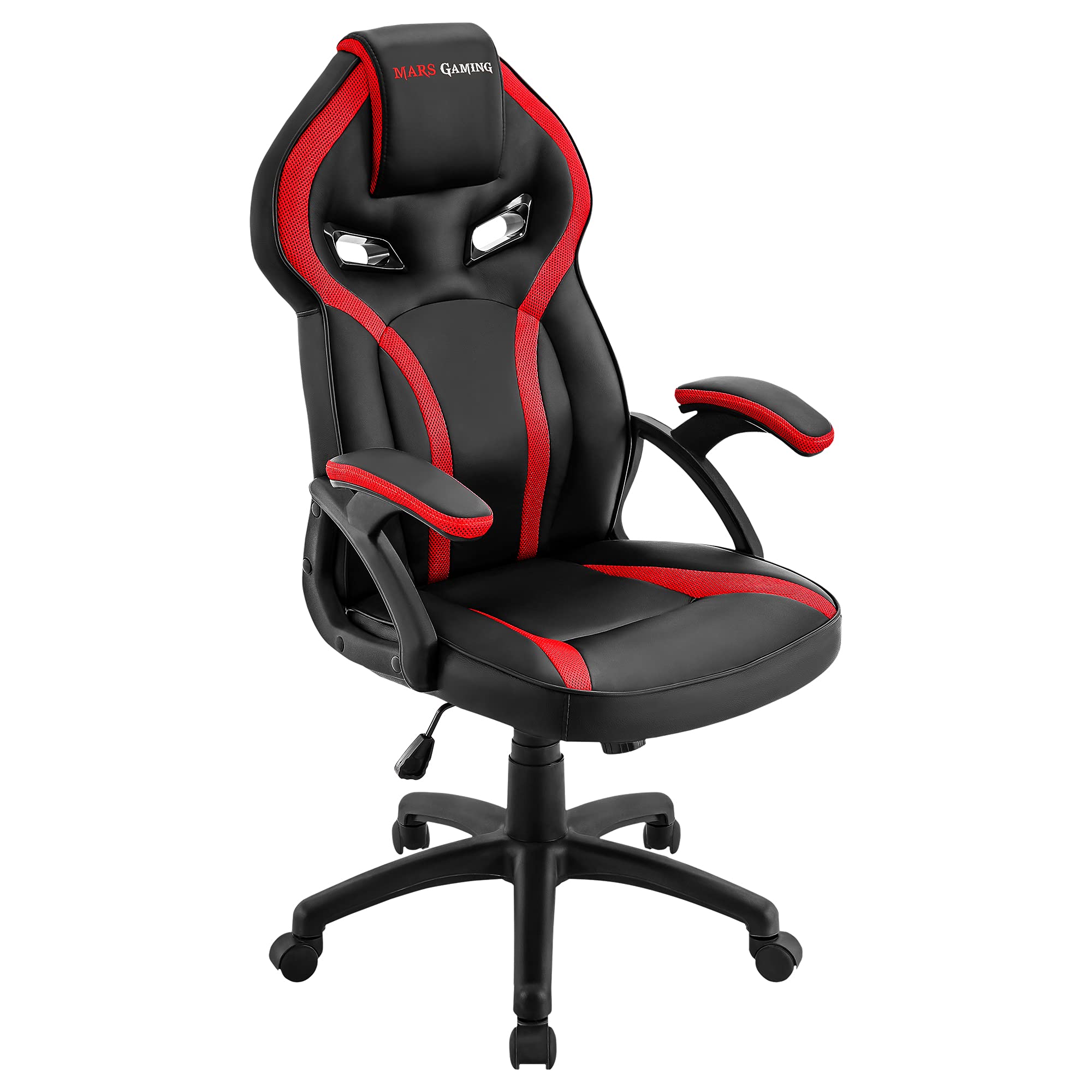 Mars Gaming MGC-ERGOB, cadeira de jogos ergonómica, assento e encosto de malha respirável, encosto de cabeça regulável, altura ajustável entre 110,5 e 120,5 cm, sistema de equilíbrio de 3° a 18°