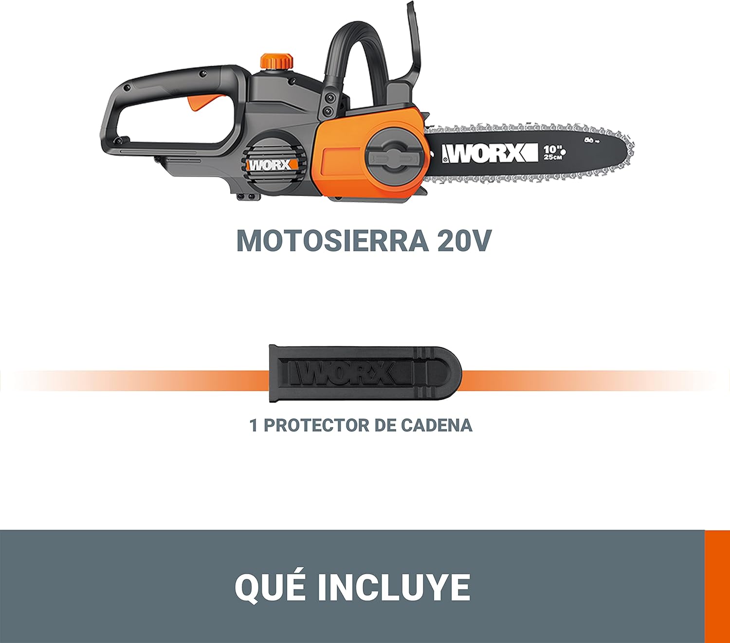 WORX Motosserra 20 V | PowerShare | WG322E.9 - Sem bateria, sem carregador, 25 cm