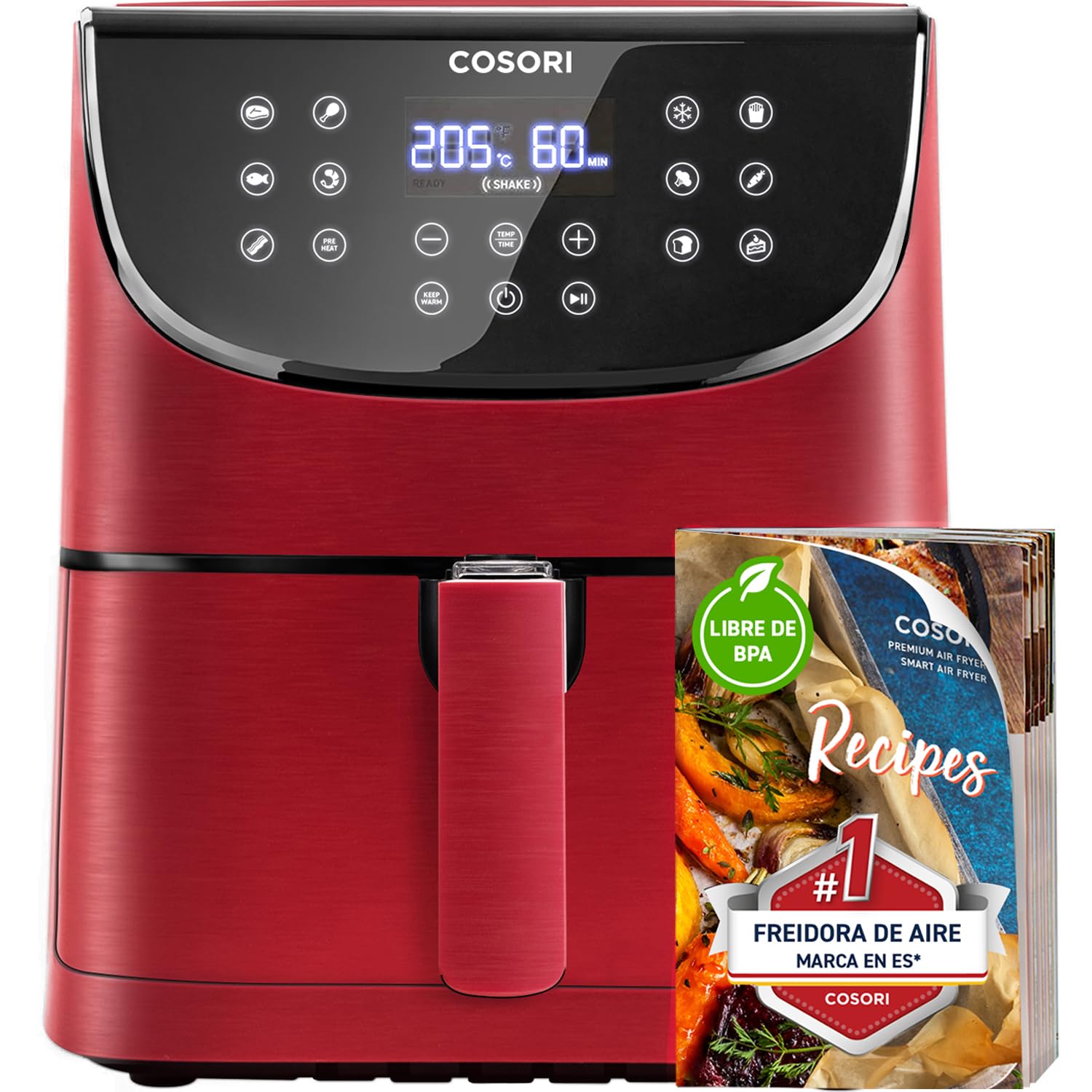COSORI Fritadeira sem óleo 5,5 l, preto, branco e vermelho