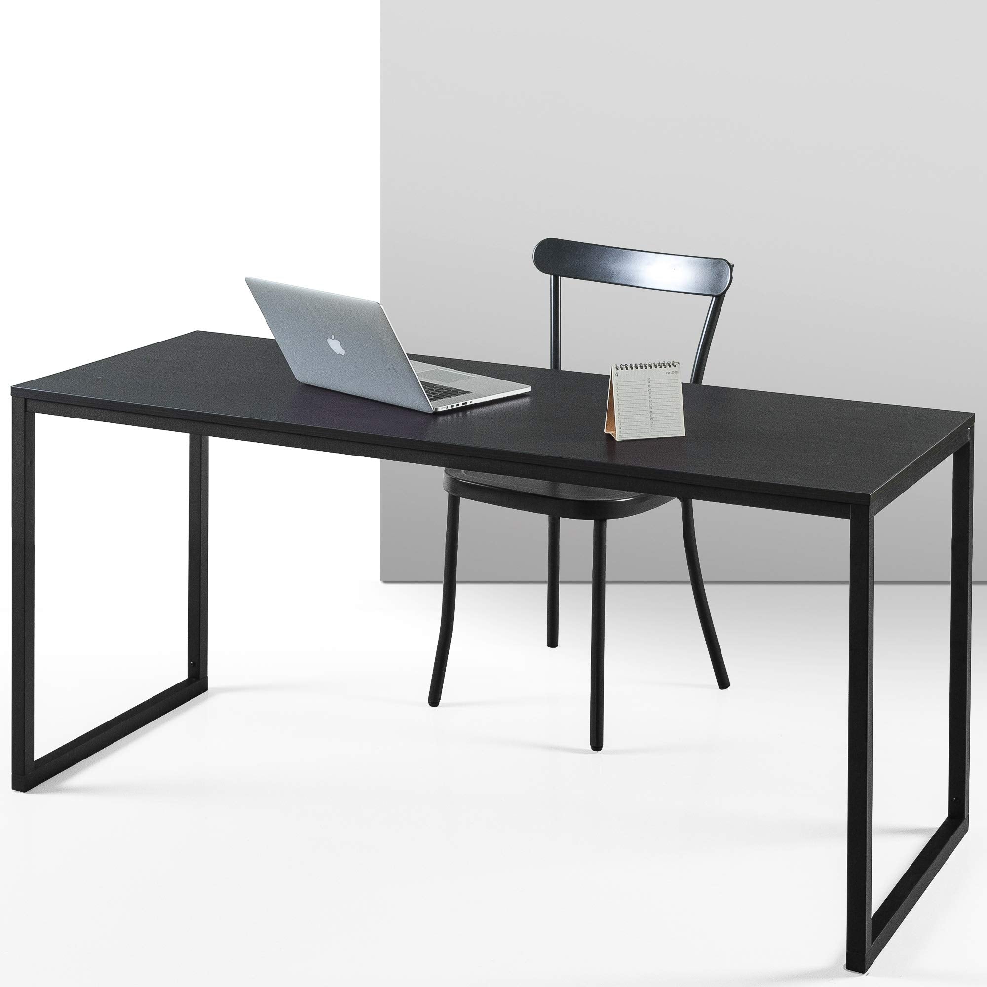 Zinus Jennifer Mesa de escritorio 160x61x74 cm - Mesa de estudio moderna de metal y madera - Mesa de ordenador - Marrón y blanco