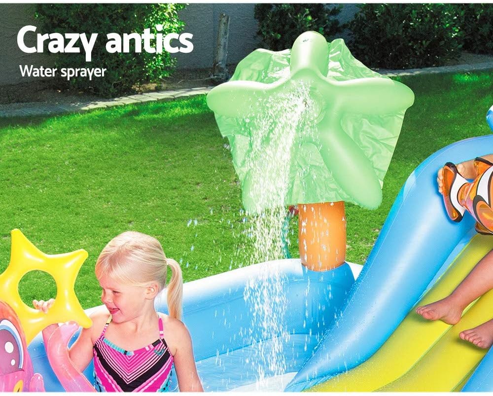 Bestway 53052 - Piscina insuflável infantil, aquário 239 x 206 x 86 cm com escorrega
