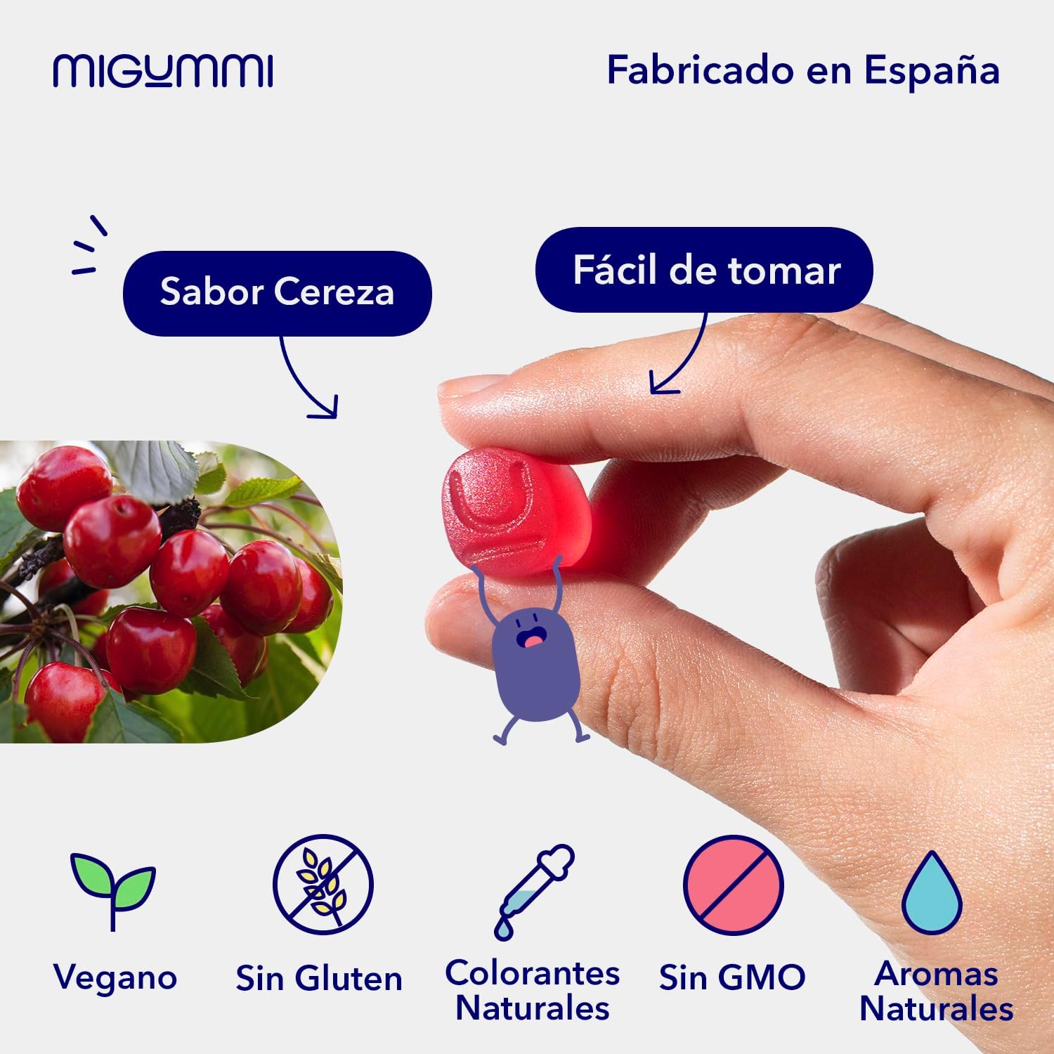 Gominolas probióticas para crianças, 100 Gummies, sabor natural cereja, probióticos, vitamina C, B3, B5 e B6, Flora intestinal, e inchaço, vitaminas para crianças, veganas, sem glúten