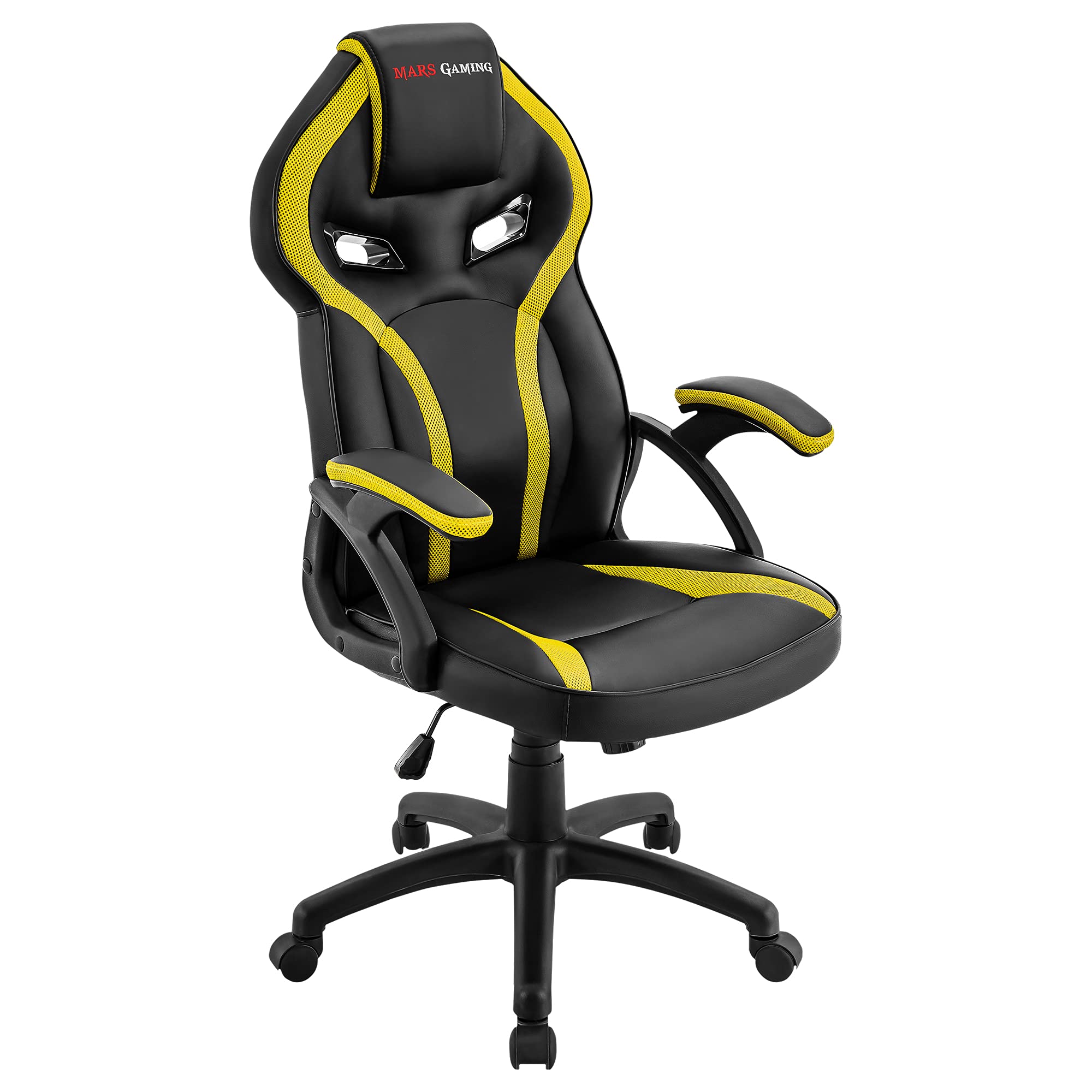 Mars Gaming MGC-ERGOB, cadeira de jogos ergonómica, assento e encosto de malha respirável, encosto de cabeça regulável, altura ajustável entre 110,5 e 120,5 cm, sistema de equilíbrio de 3° a 18°