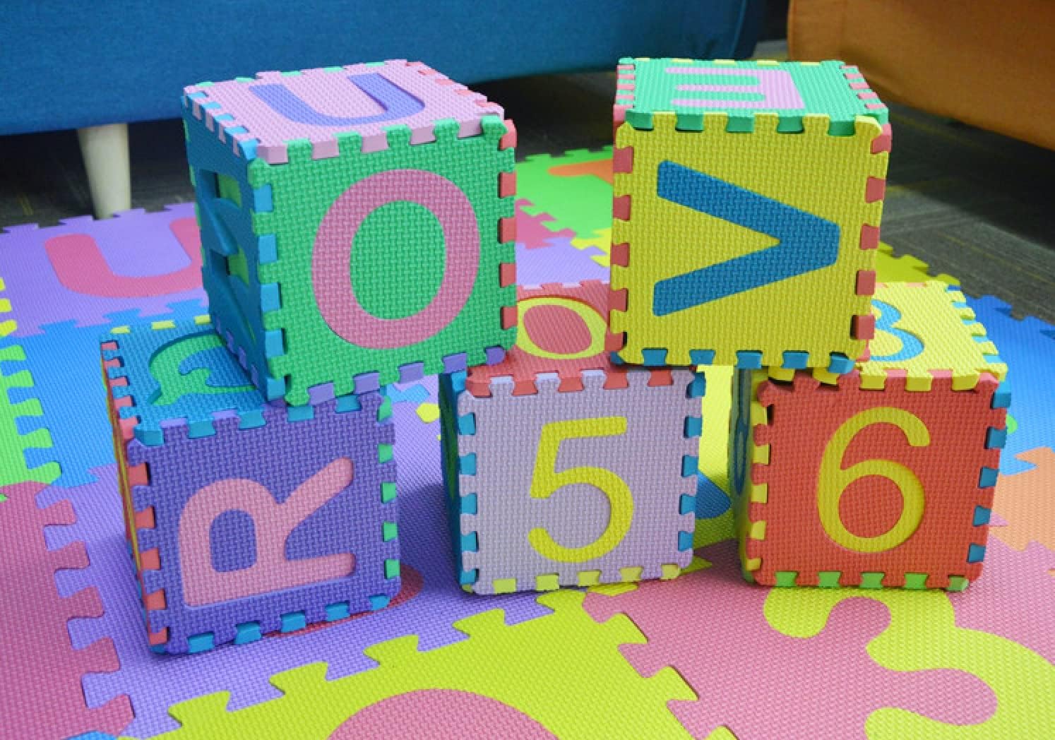 Star Ibaby Tapete puzzle bebé 36 peças - 195 x 195 cm - Espuma XPE ecológica - não tóxica - modelo de letras/números.